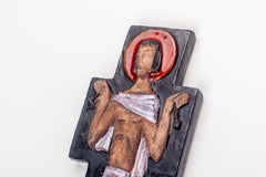 Mid-Century Wall Cross - Black, White, Red - Handmade Studio Pottery, Europe
