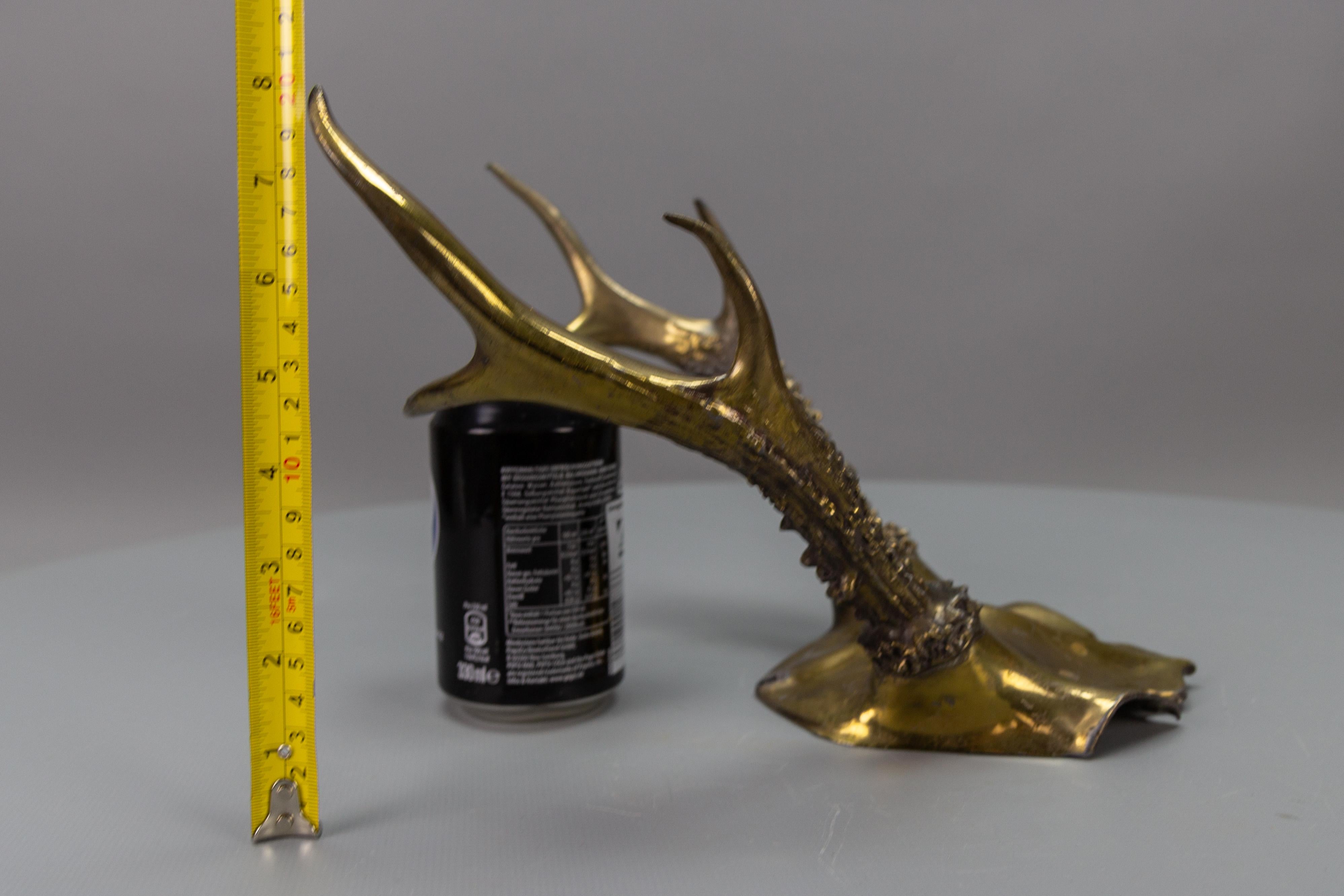 Mid-Century Wall Decoration Bronzed Pewter Roe Deer Antlers  For Sale 12