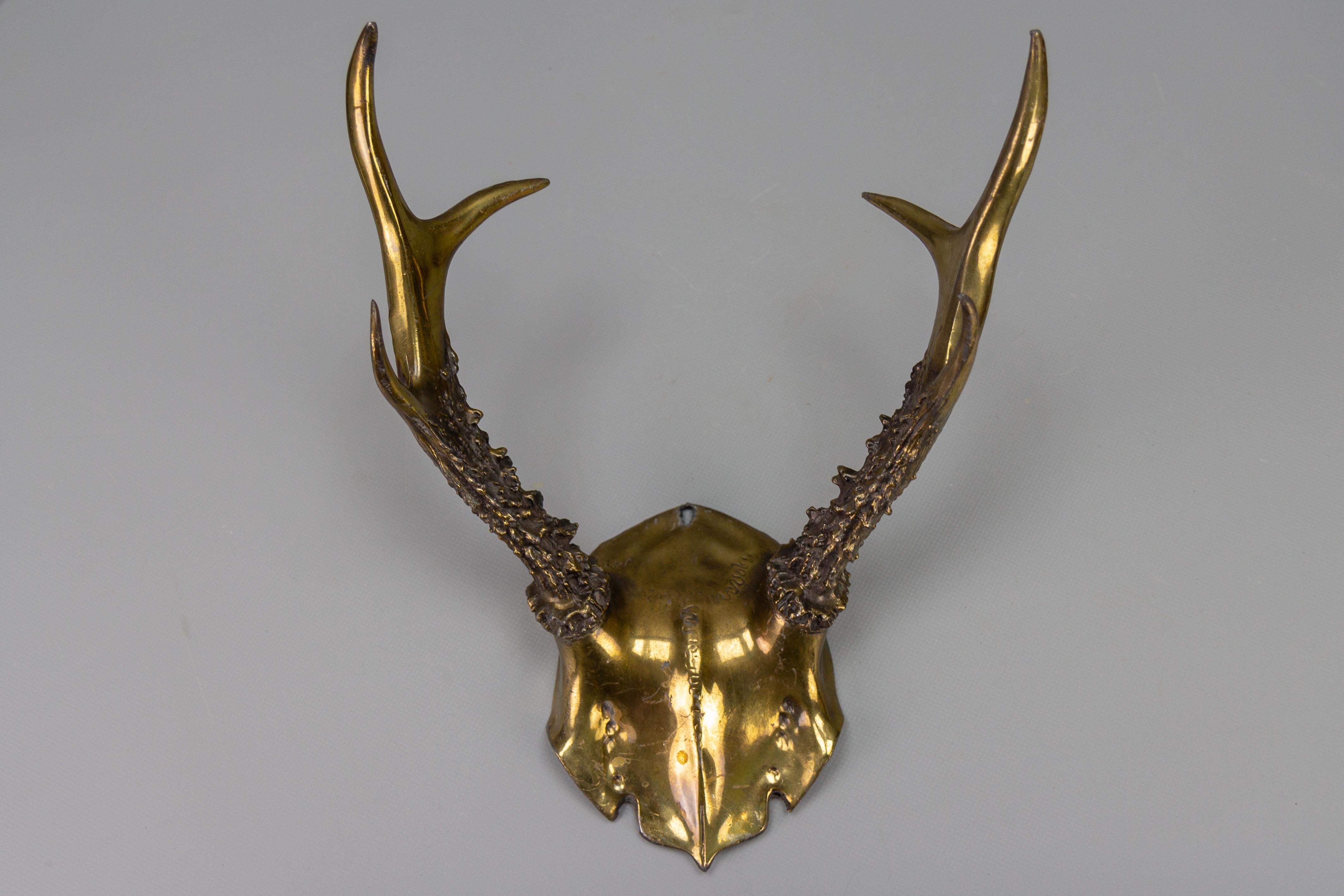 Mid-Century Wanddekoration Bronzed Pewter Roe Deer Antlers  im Angebot 12