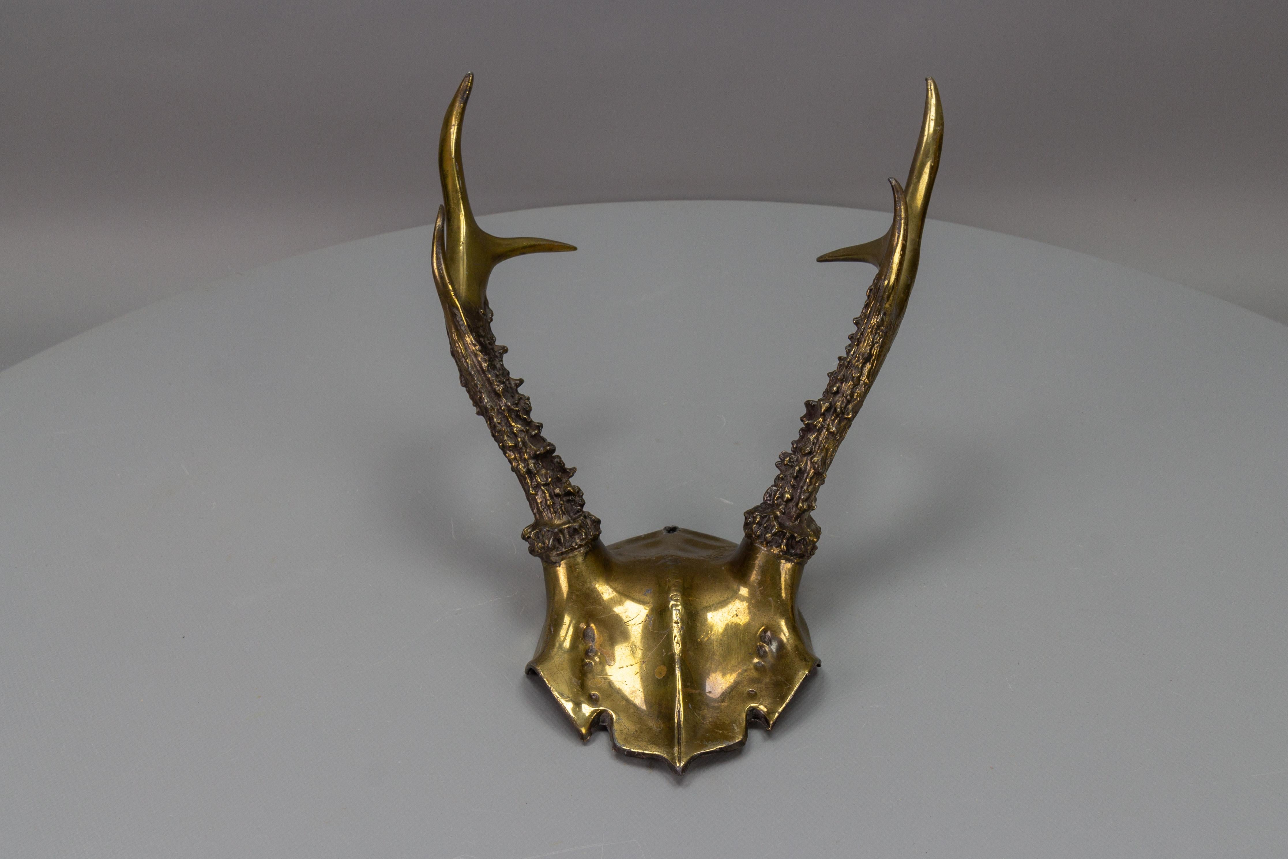 Mid-20th Century Mid-Century Wall Decoration Bronzed Pewter Roe Deer Antlers  For Sale