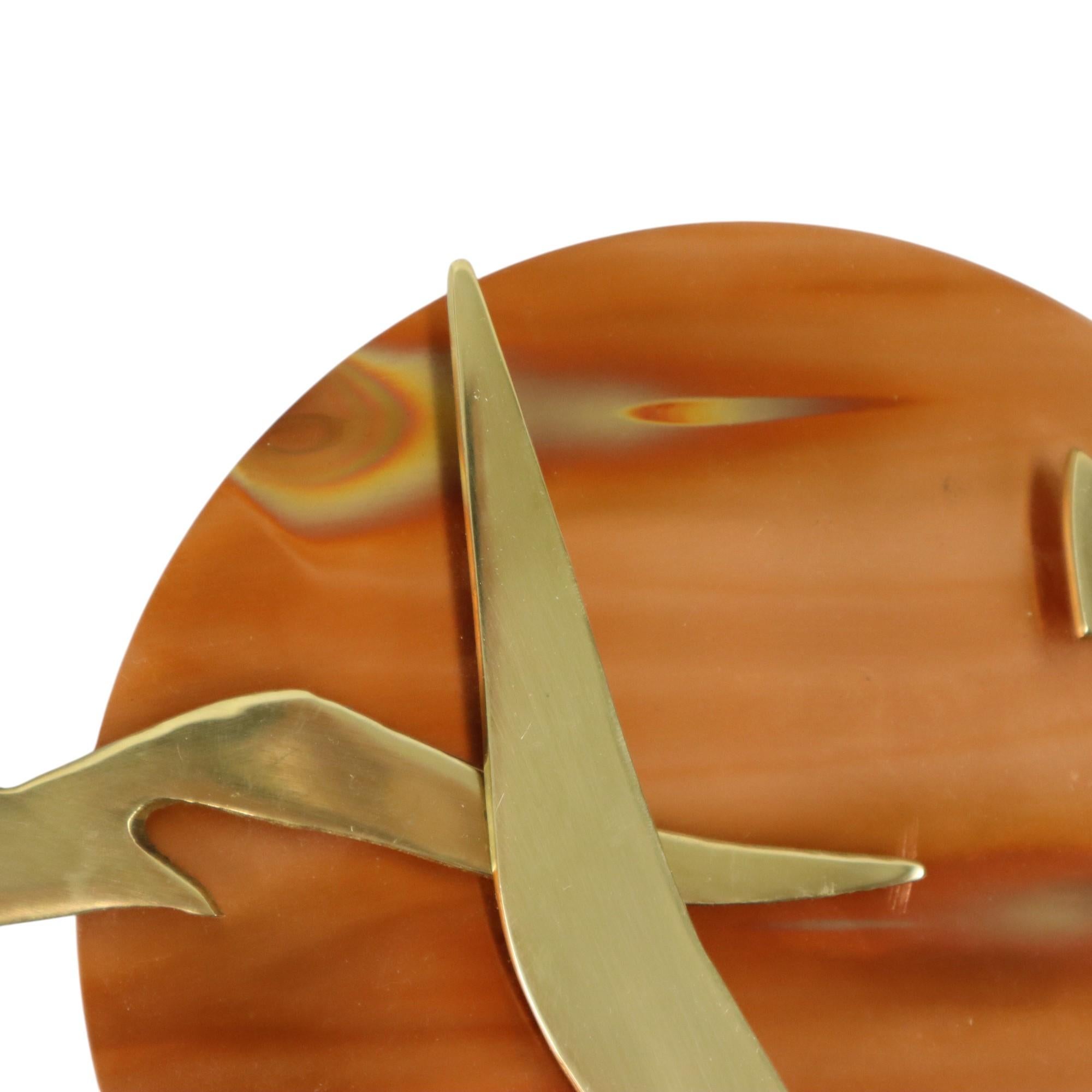 Mid Century Wall Decoration Seagulls Copper Brass Sun Sculpture Bijan For Sale 3