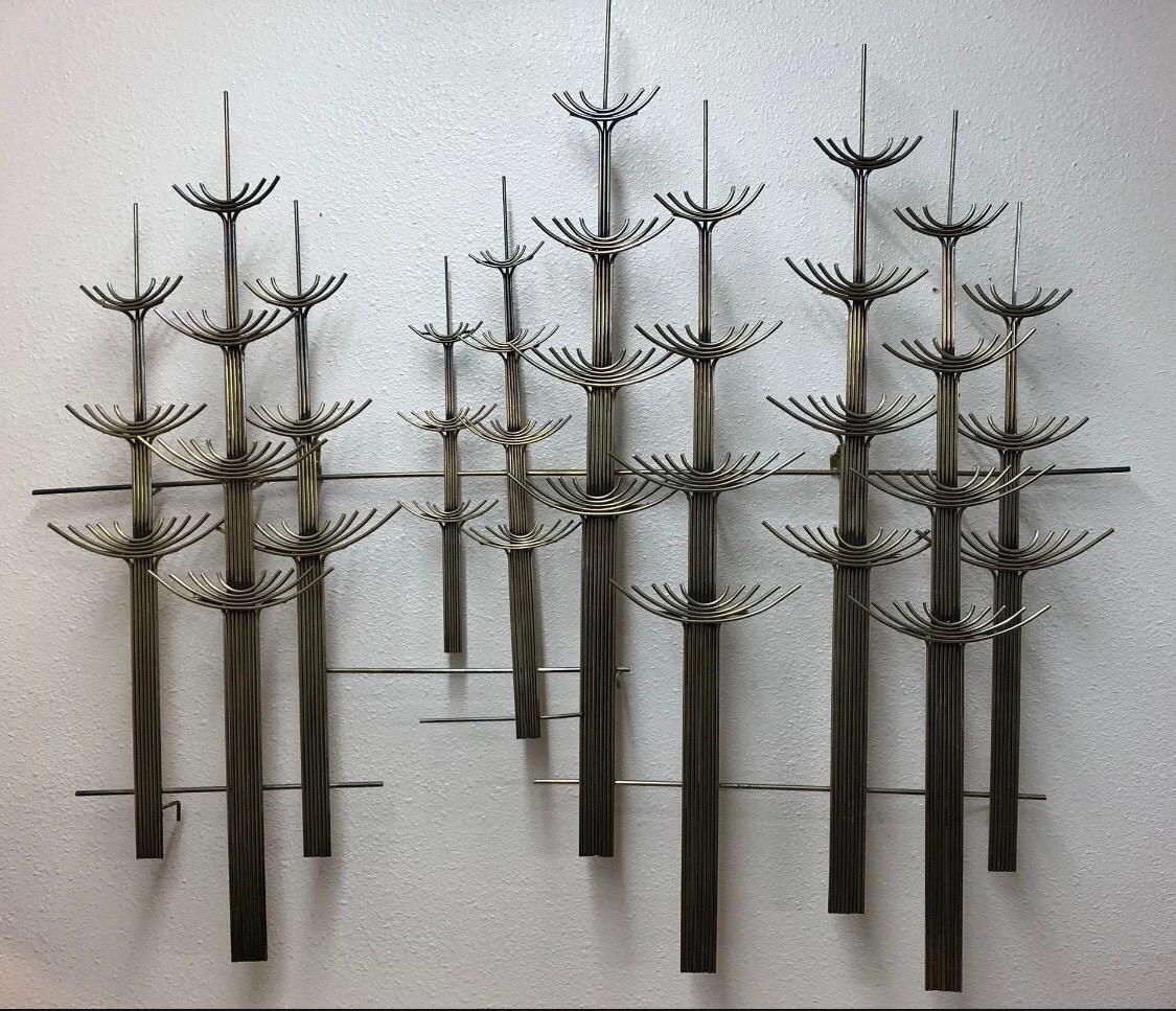 Mid-Century Wall Hanging Art Sculpture Trees by Curtis Jere, 1977 In Good Condition In Seattle, WA
