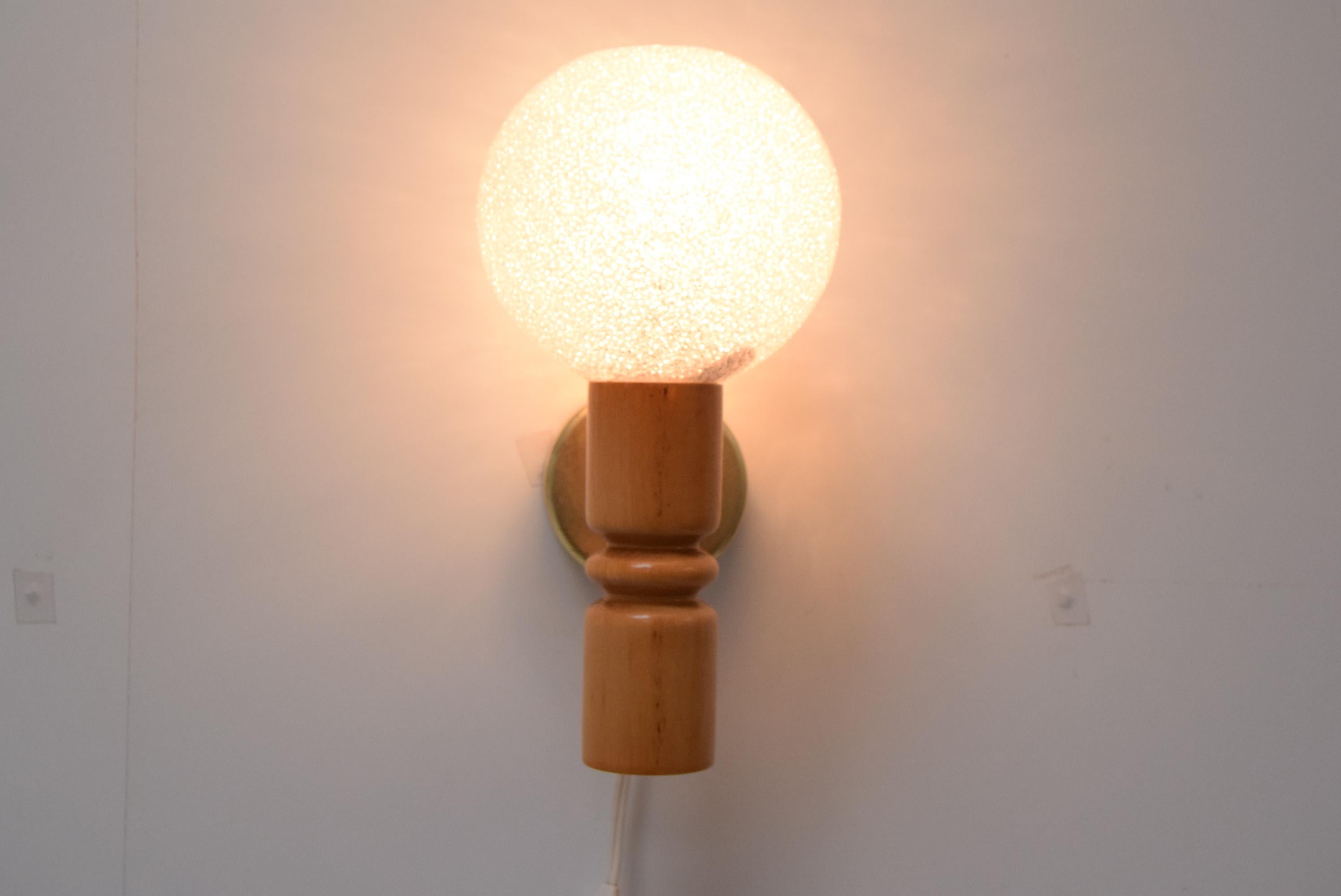 Brass Mid-Century Wall Lamp by Pokrok Zilina, 1970's For Sale