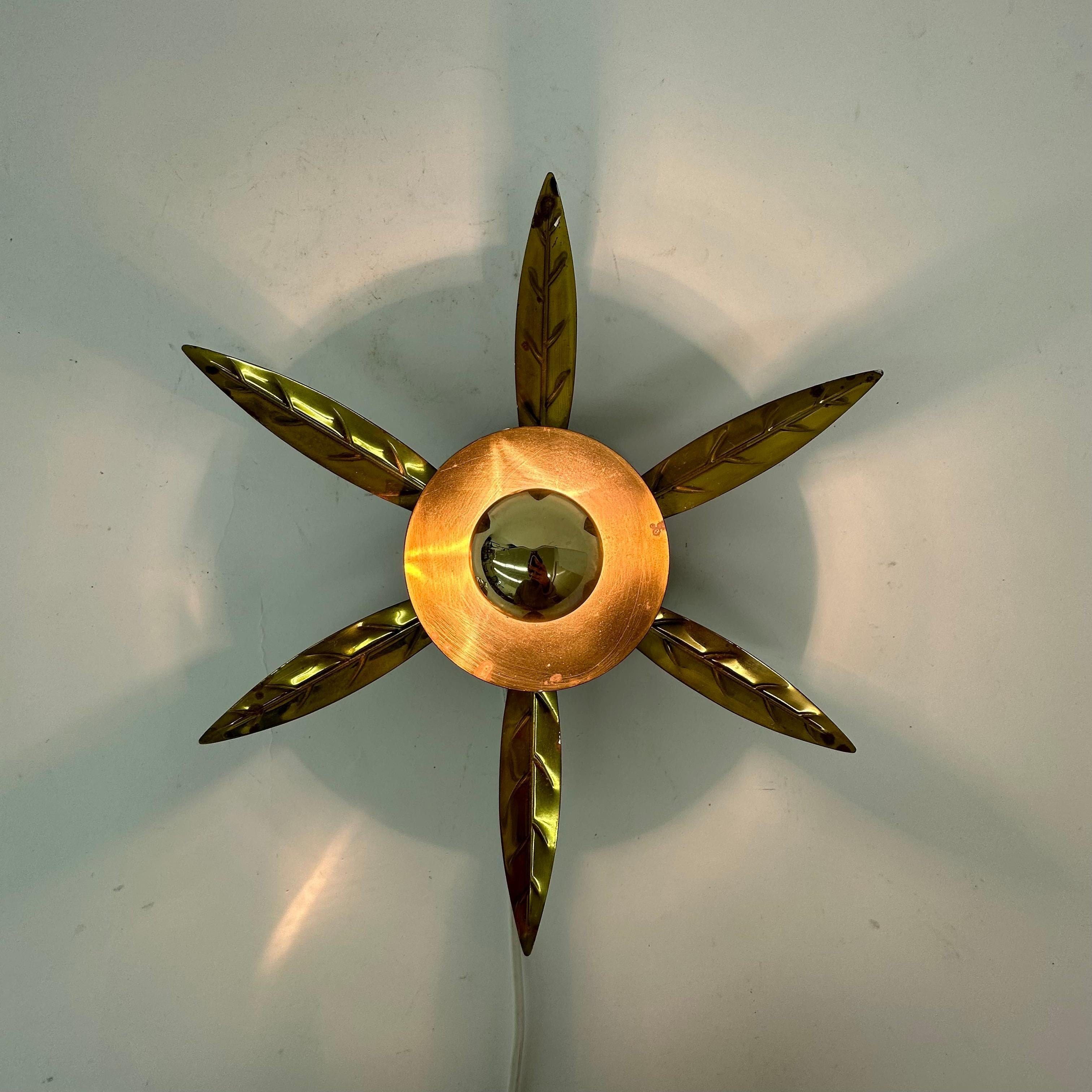 Italian Mid – Century wall lamp flower , 1950's For Sale