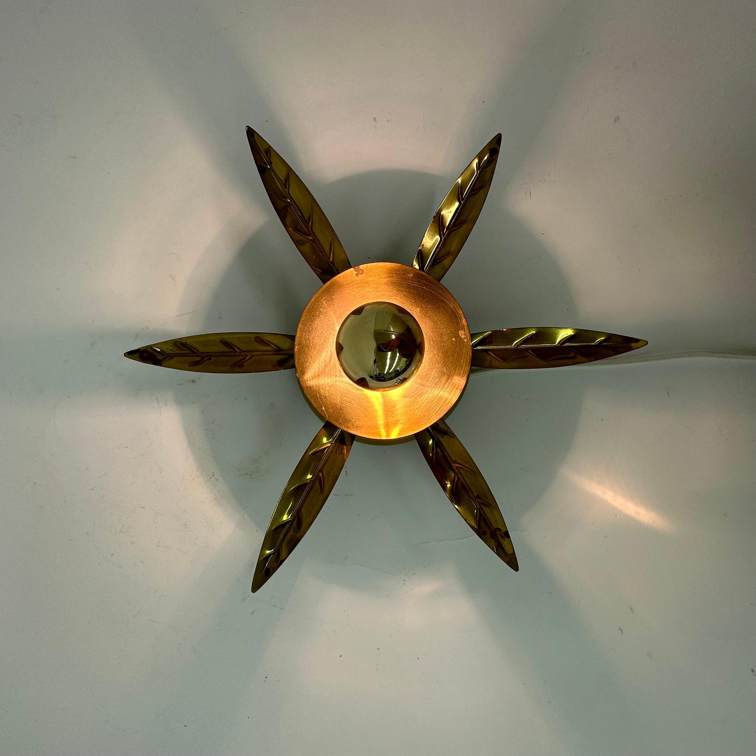 Brass Mid – Century wall lamp flower , 1950's For Sale