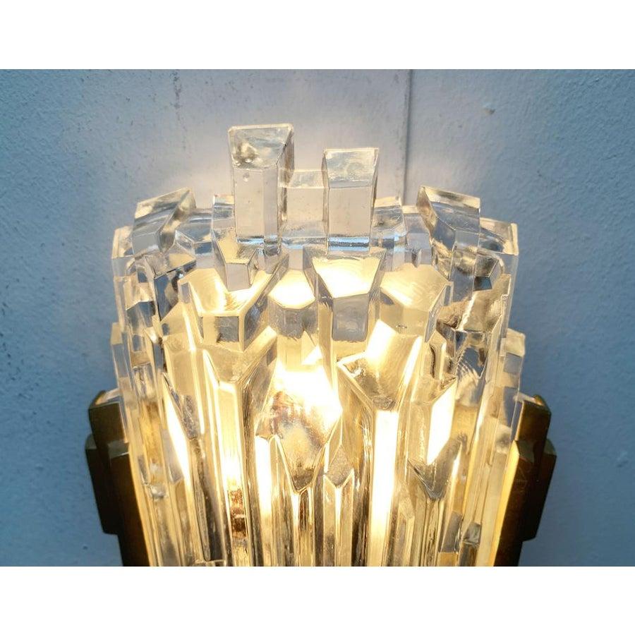 Lámpara de pared de mediados de siglo en cristal helado de Orrefors en venta 1
