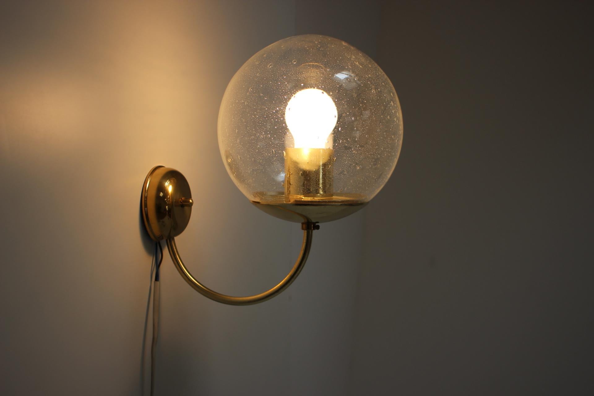 Mid-Century Wall Lamp/ Kamenický Šenov, 1970's For Sale 2