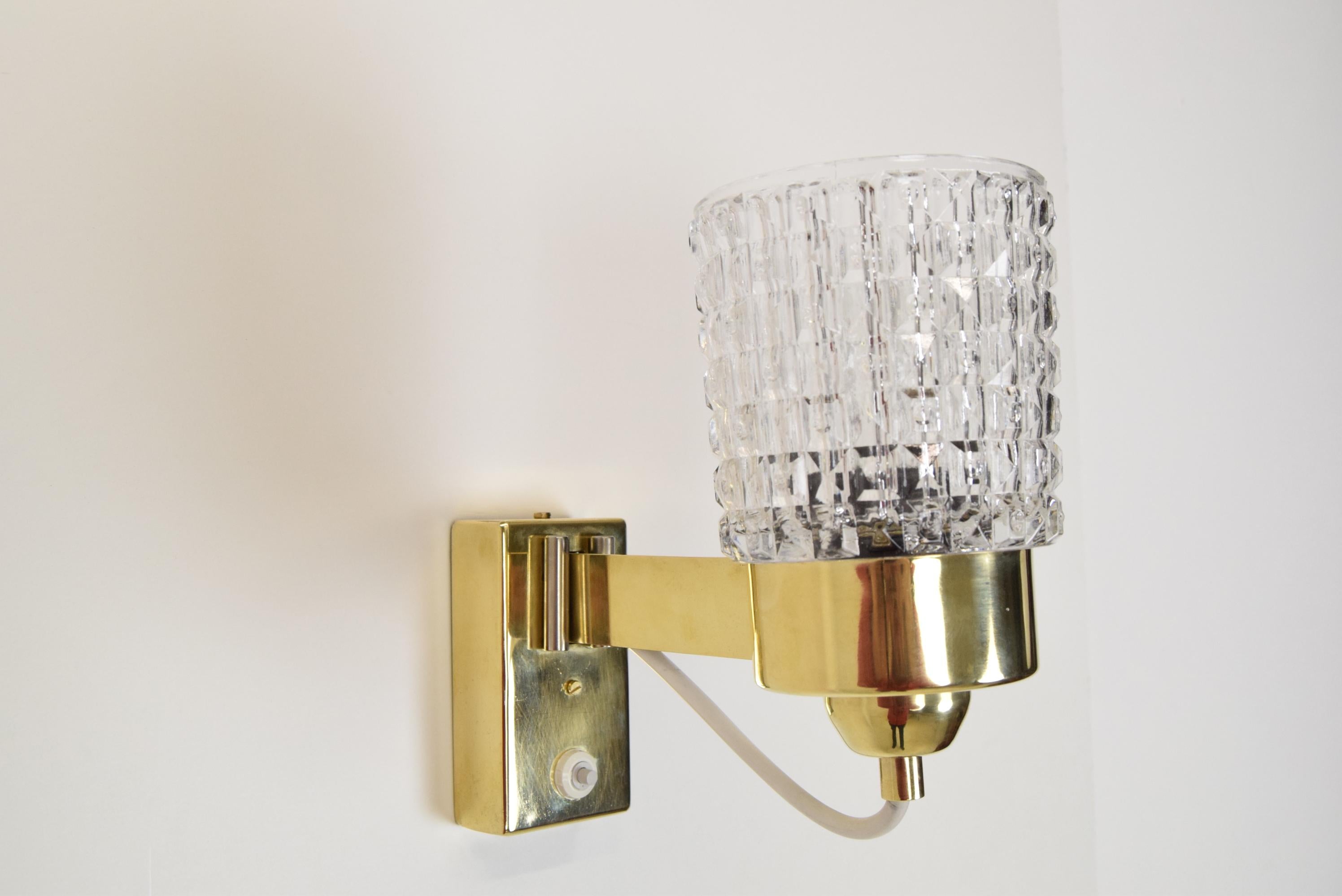 Brass Mid-Century Wall Lamp / Lidokov, 1960's For Sale