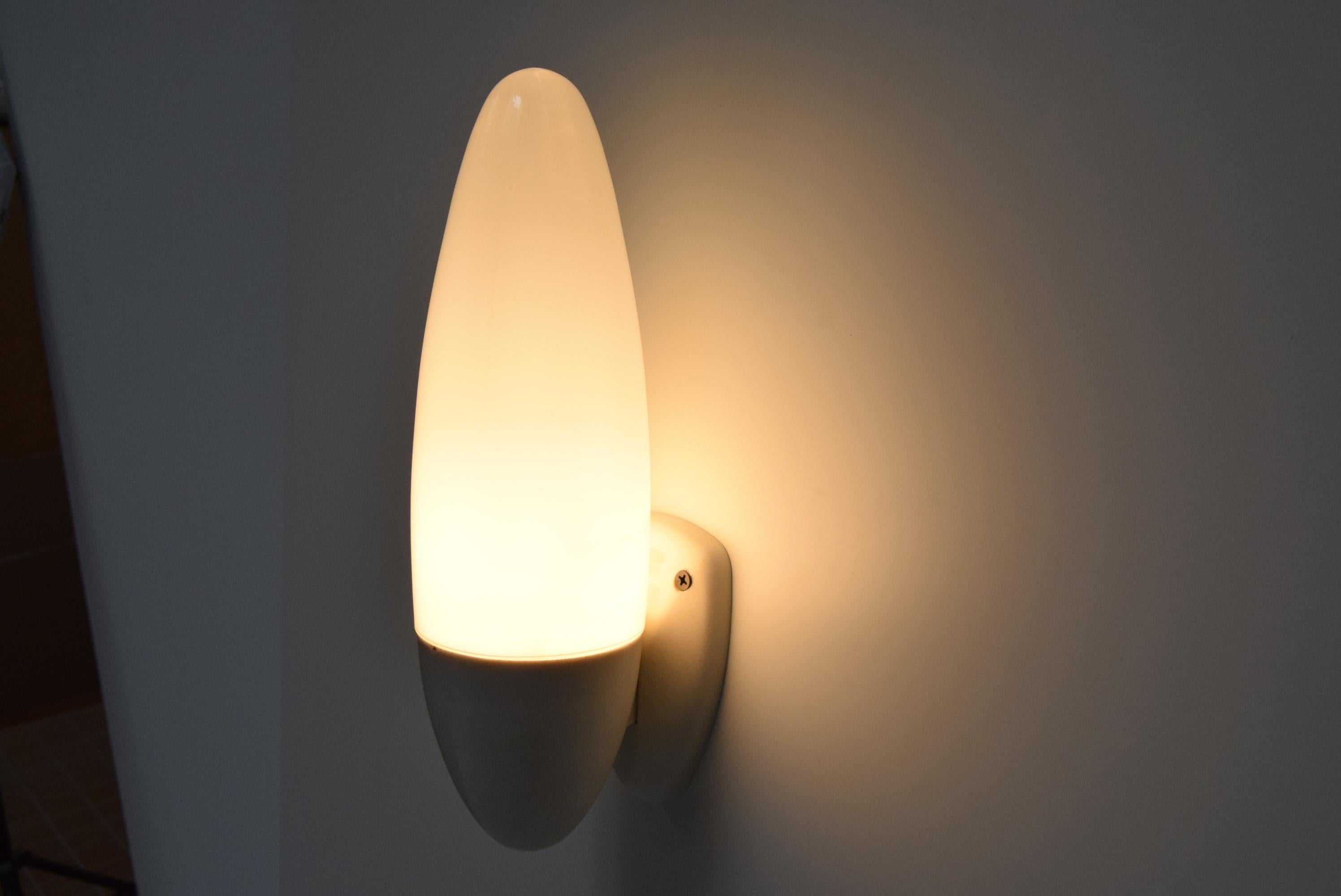 Milk Glass Mid-Century Wall Lamp/Rocket, 1970’s For Sale