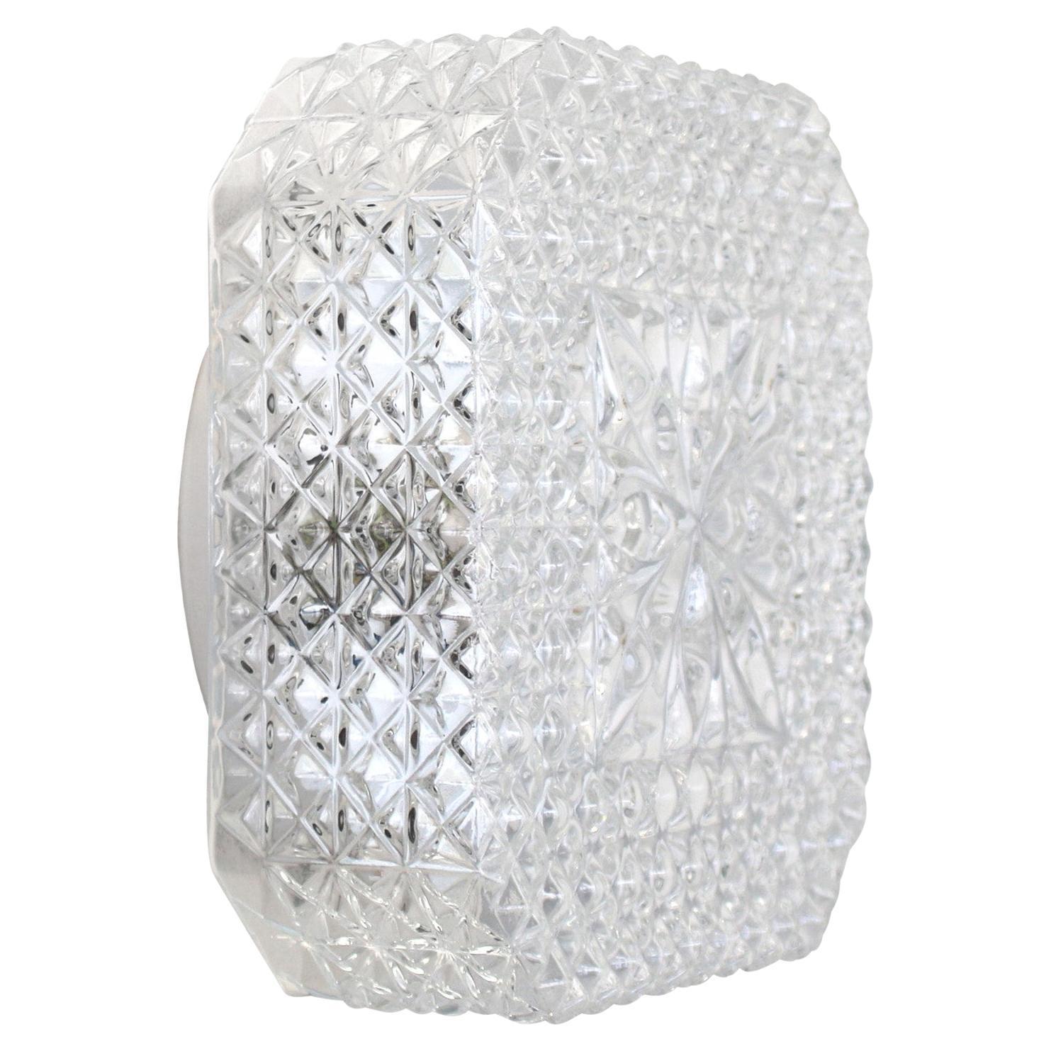 Mid-Century Wall Lamp with Metal Base and Clear Glass, 1960-1970
