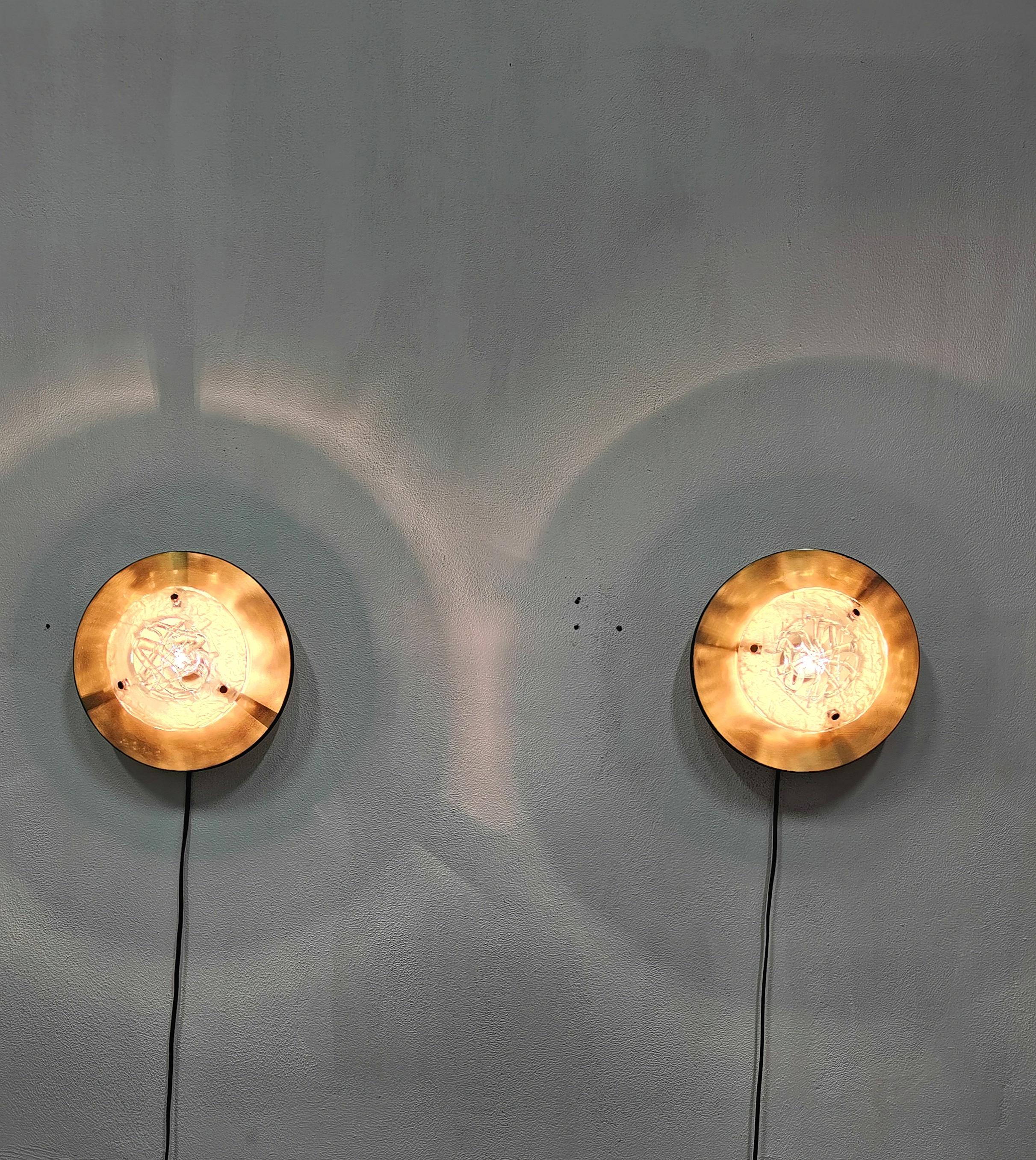 Mid Century Wall Lamps Murano Glass Brass by Angelo Brotto for Esperia 1970s 2