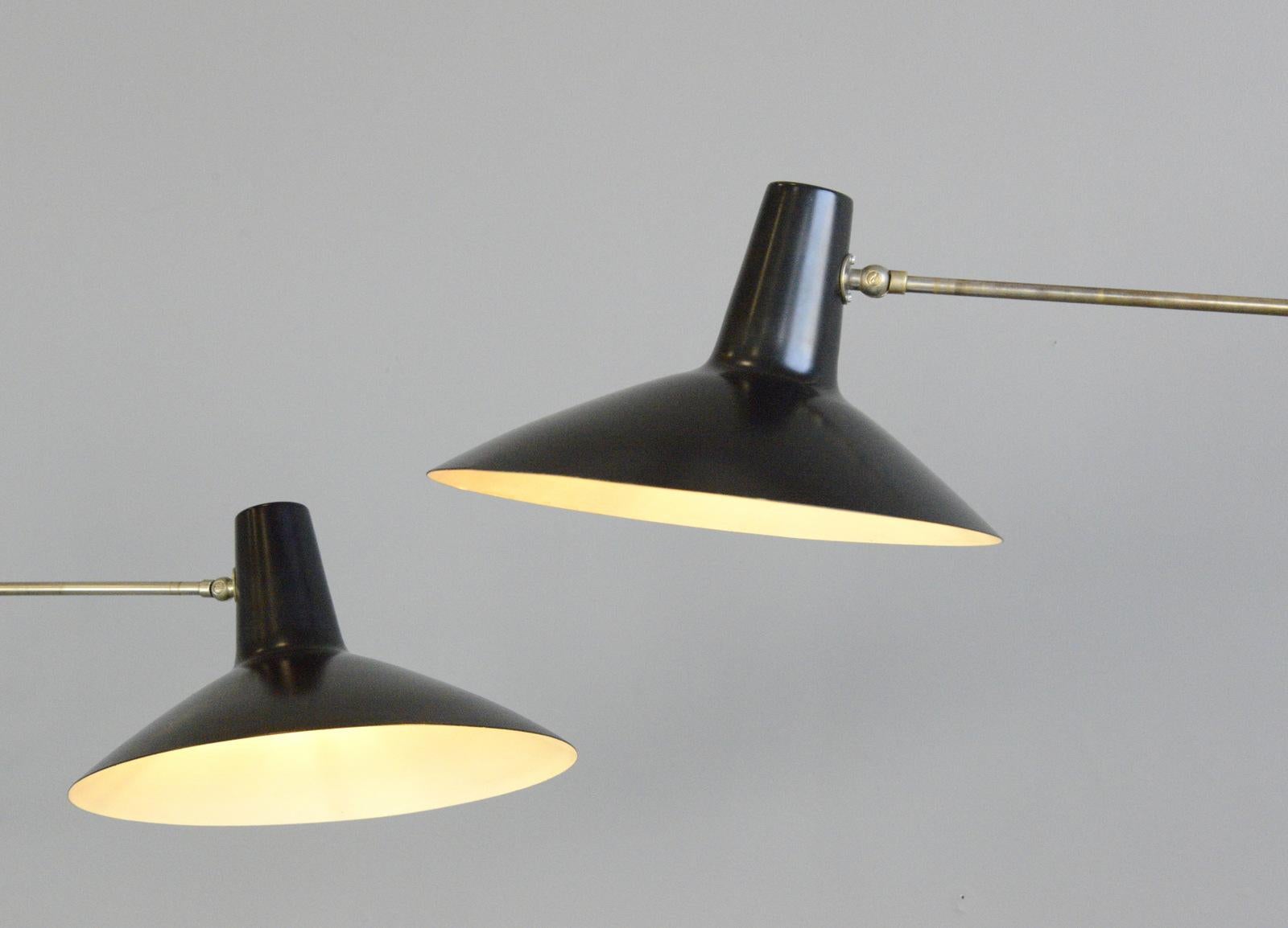 Midcentury wall lamps by Artimeta, circa 1950s

- Price is per light (2 available)
- Nickel plated brass arms
- Fully articulated, swing out
- Aluminium shades
- Takes E27 fitting bulbs
- On/Off toggle switch on the cord
- Made by Artimeta,
