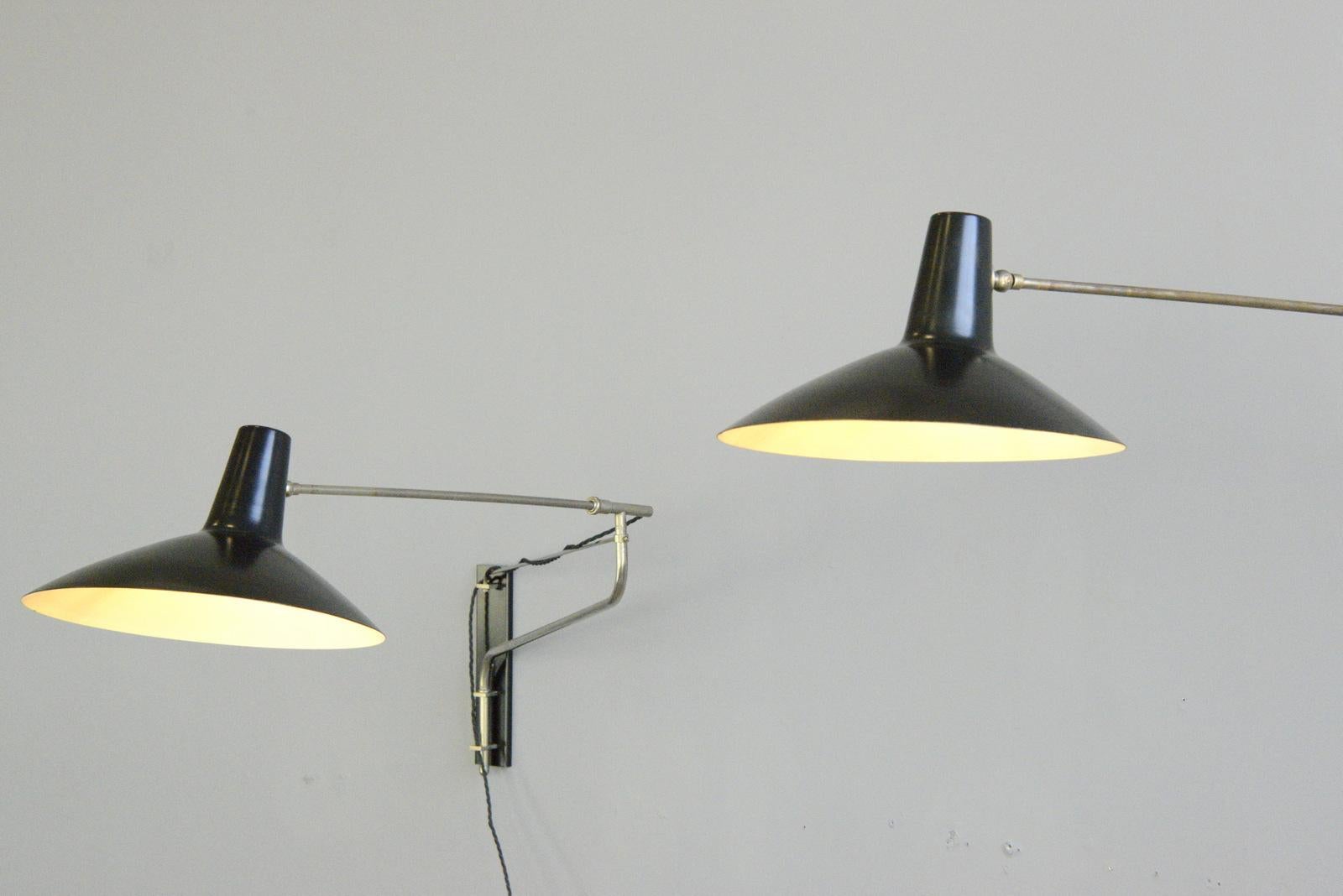 Midcentury Wall Lamps by Artimeta, circa 1950s In Good Condition In Gloucester, GB
