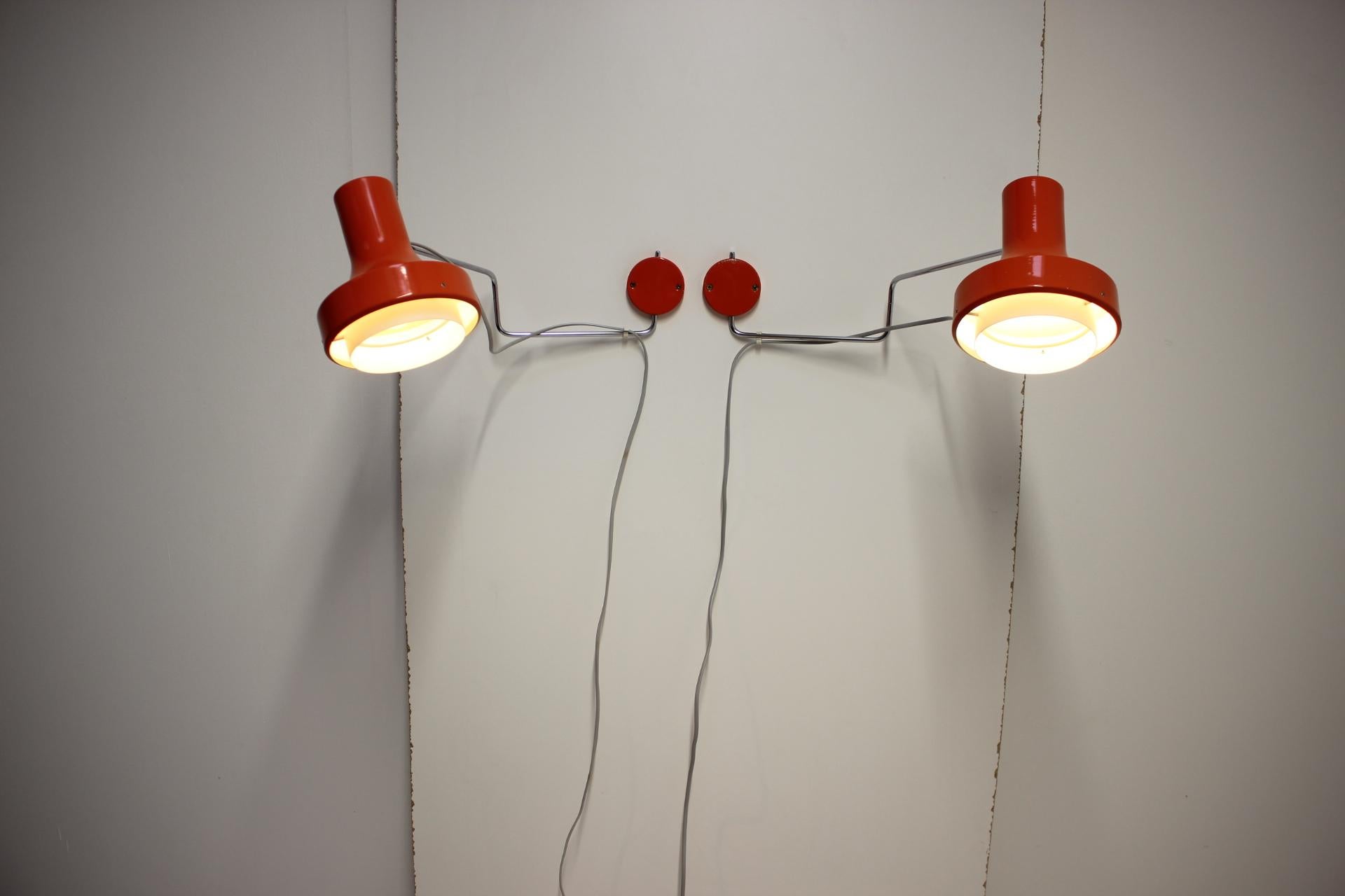 Mid-Century Wall Lamps Designed by Josef Hurka for Napako, 1970's For Sale 3