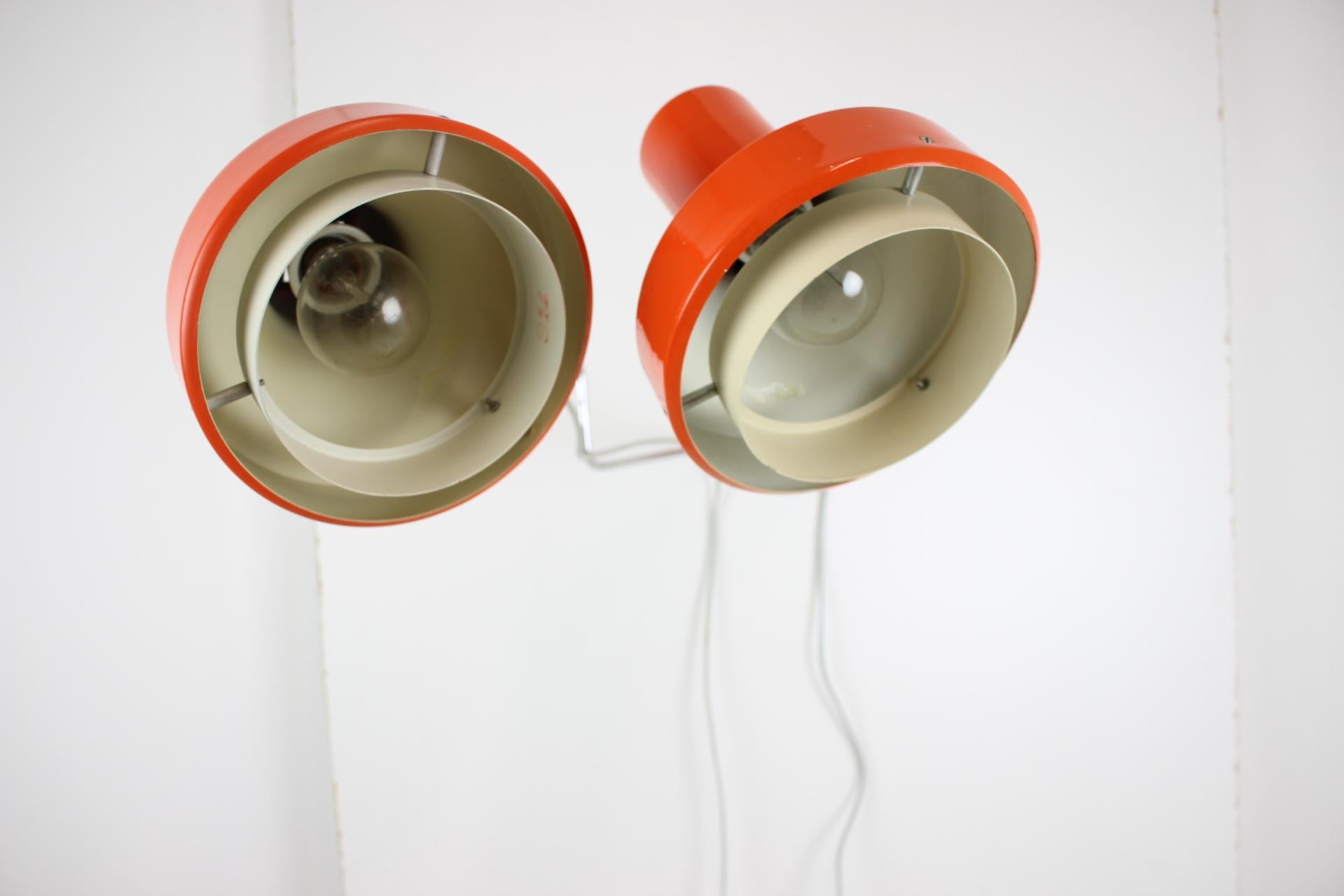 Metal Mid-Century Wall Lamps Designed by Josef Hurka for Napako, 1970's For Sale