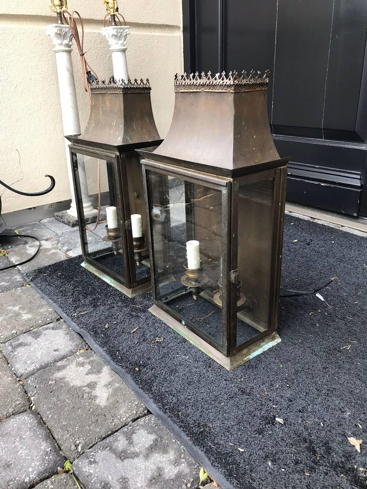 Mid-20th Century Wall Lanterns in the 19th Century Style In Good Condition In Atlanta, GA