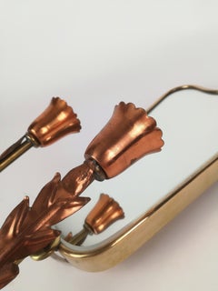 Midcentury Wall Light with Brass Mirrors in the Style of Gio Ponti, Italy, 1950