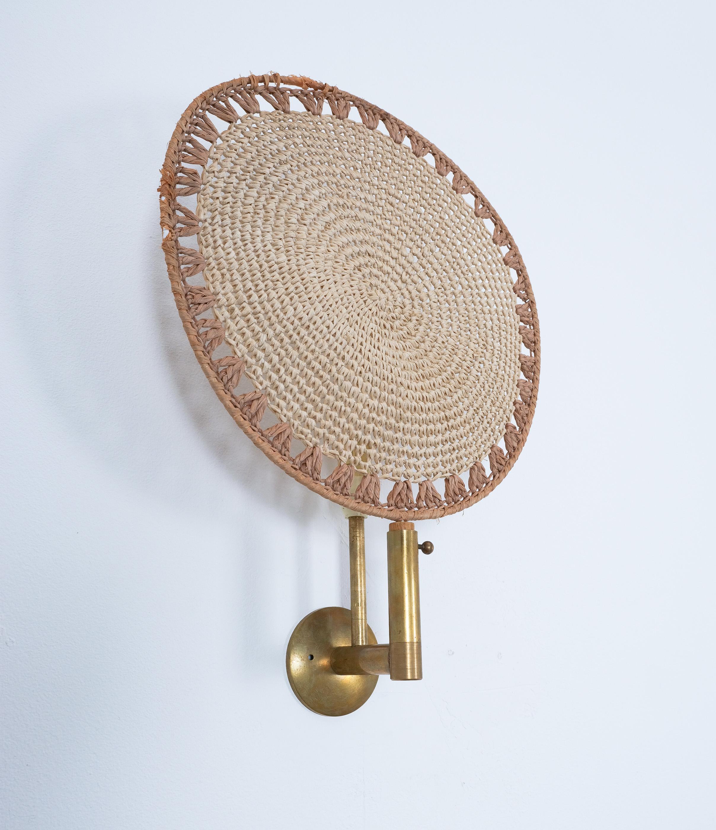 Mid Century Wall Lights Sconces (2x) Hemp Paper Uchiwa Style Ingo Maurer For Sale 3