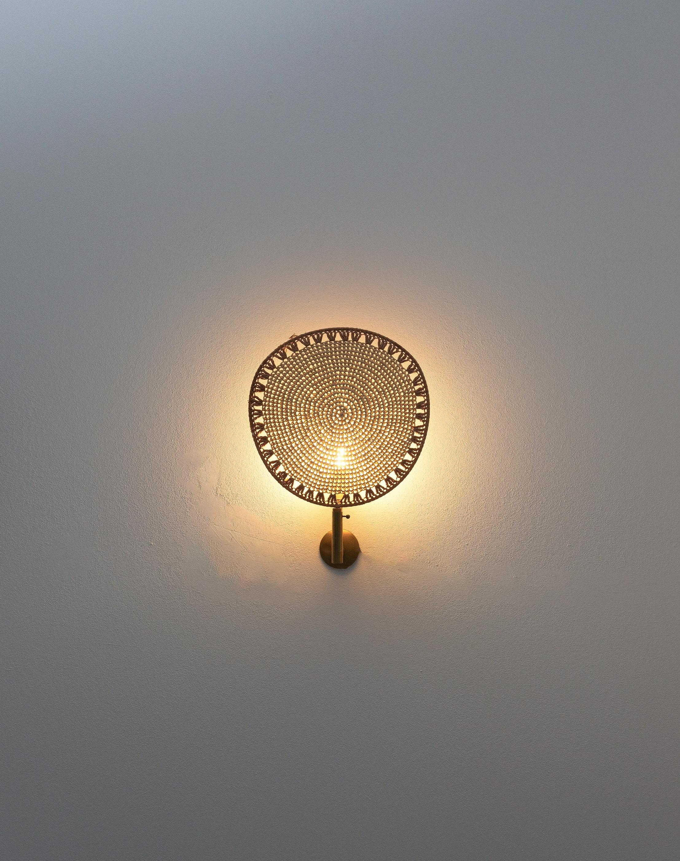 Italian Mid Century Wall Lights Sconces (2x) Hemp Paper Uchiwa Style Ingo Maurer
