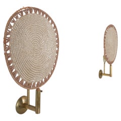 Mid Century Wall Lights Sconces (2x) Hemp Paper Uchiwa Style Ingo Maurer