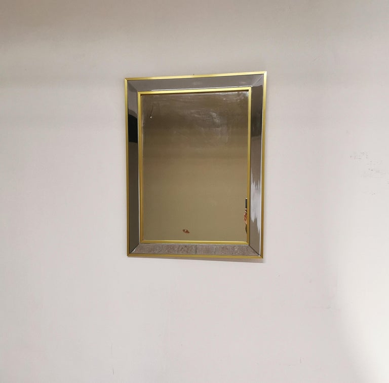 Mid Century Wall Mirror Attributed to Willy Rizzo Chromed Metal Aluminum 1970s In Good Condition In Palermo, IT