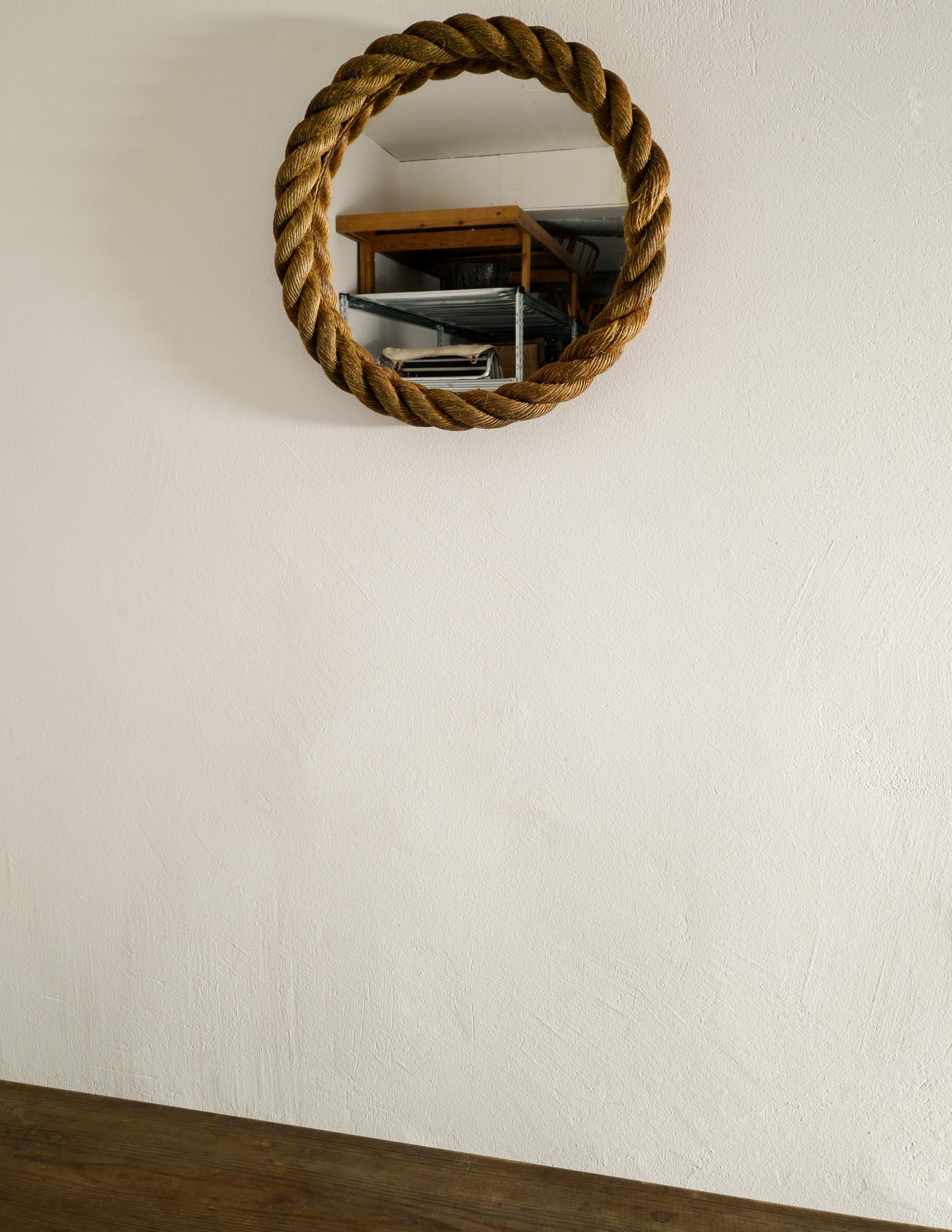 Mid-Century Modern Mid Century Wall Mirror by Adrien Audoux & Frida Minet Produced in France, 1960s For Sale