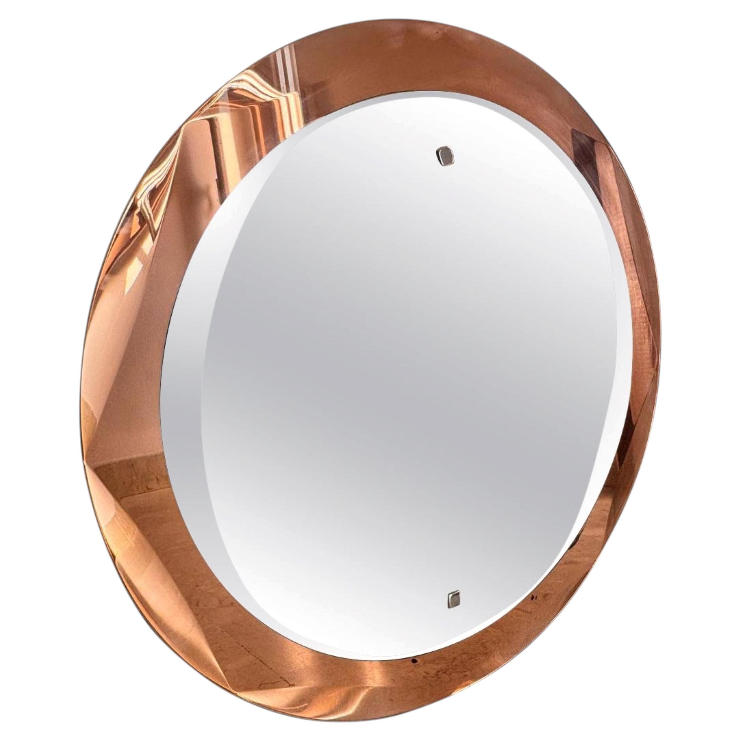Mid-Century Cristal Art diamond frame rosé mirrored mirror 1960s.