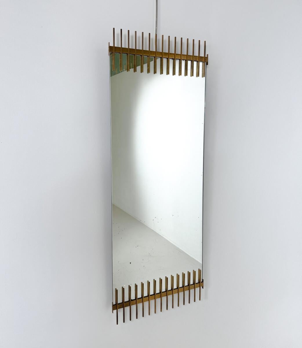Mid-Century Wall Mirror By Ettore Sottsass, Santambrogio e De Berti, 1950s For Sale 1