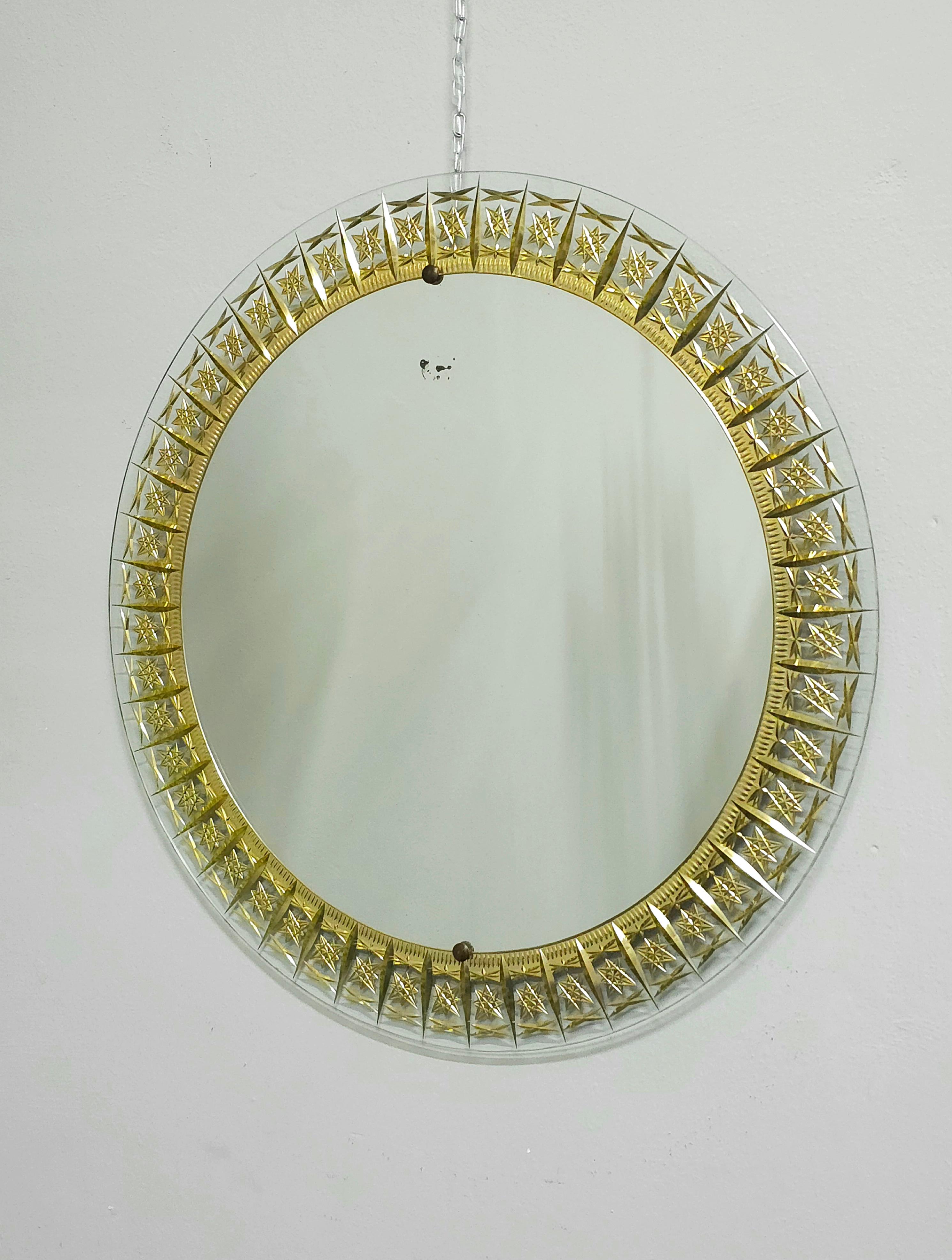Mid-century Wall Mirror Cristal Art  Italian Design 1960s For Sale 11