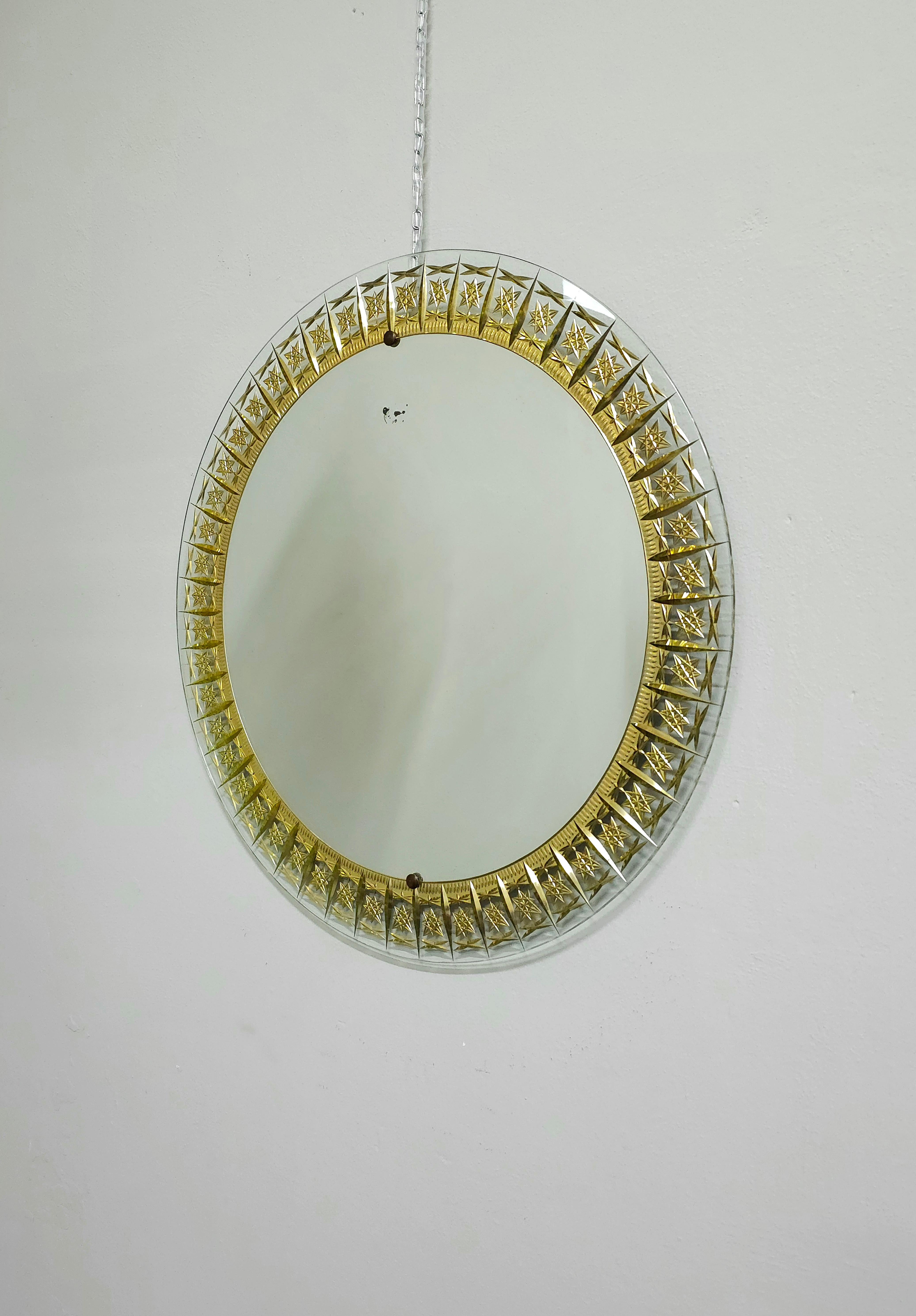 Mid-century Wall Mirror Cristal Art  Italian Design 1960s 12