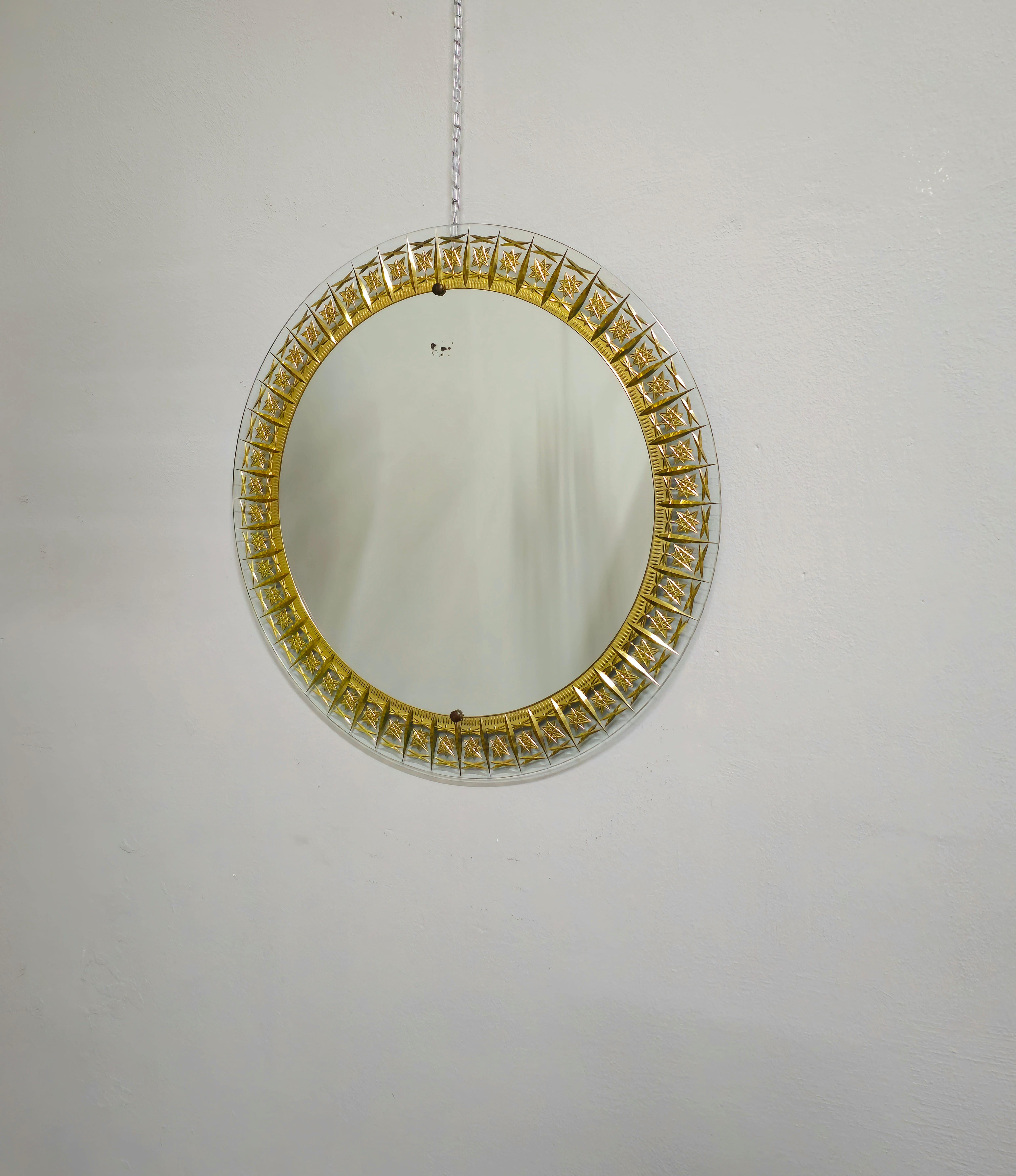 20th Century Mid-century Wall Mirror Cristal Art  Italian Design 1960s