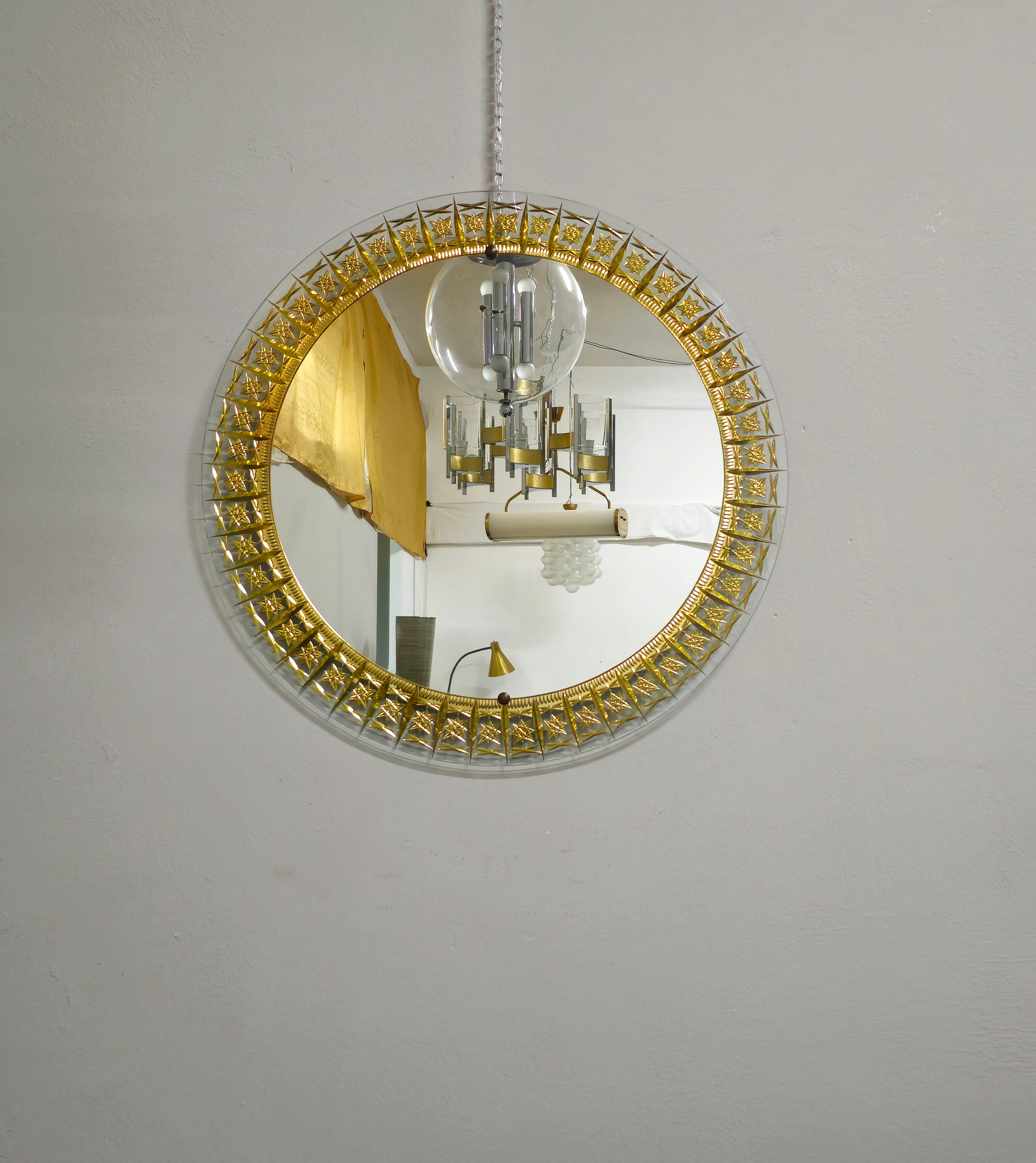 Mid-century Wall Mirror Cristal Art  Italian Design 1960s 1