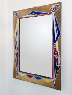 Mid Century Wall Mirror in Enamel by Siva Di Poggibonsi, Italy, 60s