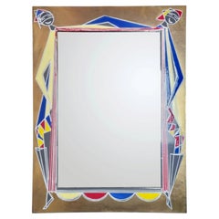 Mid Century Wall Mirror in Enamel by Siva Di Poggibonsi, Italy, 60s