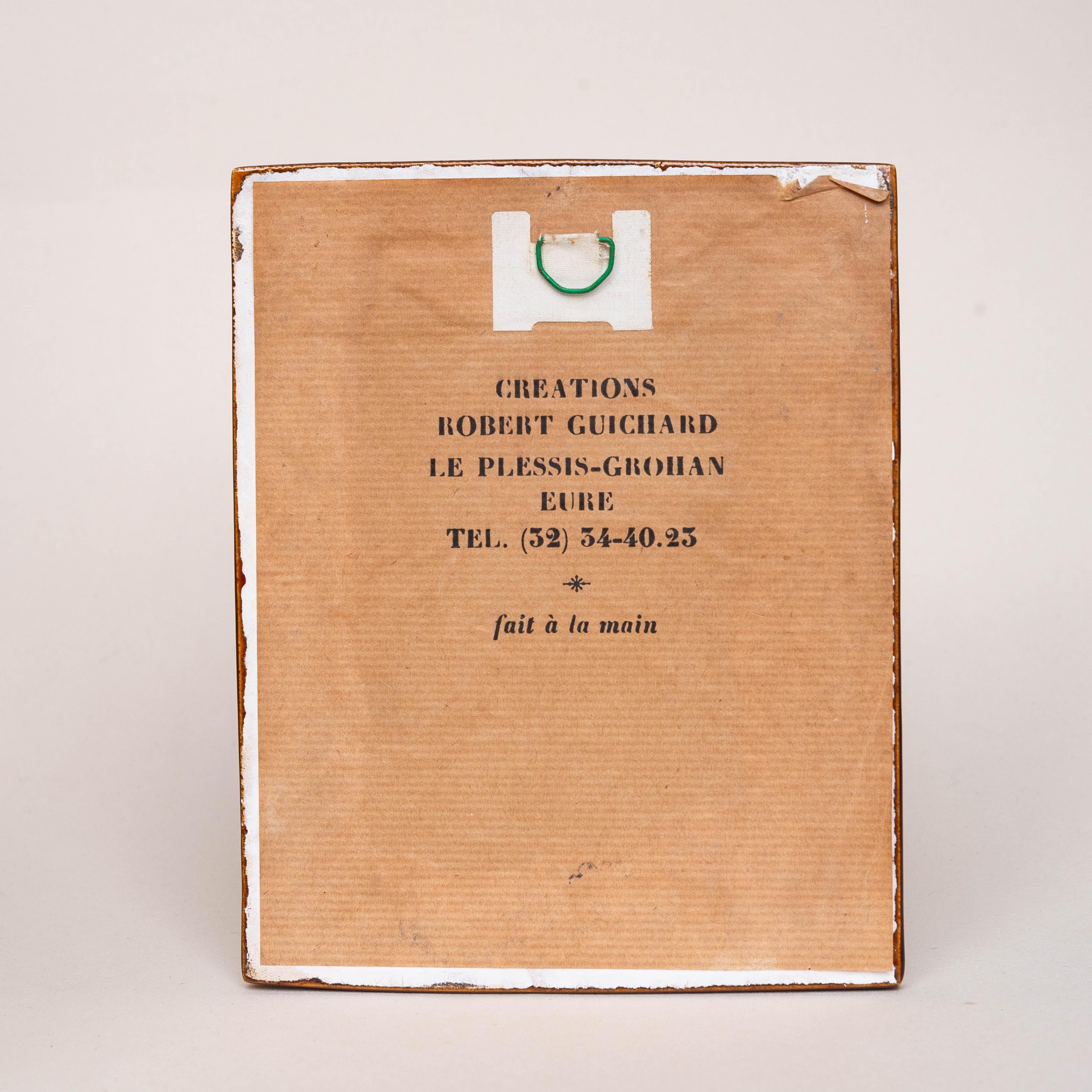 Miroir mural du milieu du siècle en céramique émaillée - émail orange et jaune - années 1960 Bon état - En vente à ROUEN, Normandie