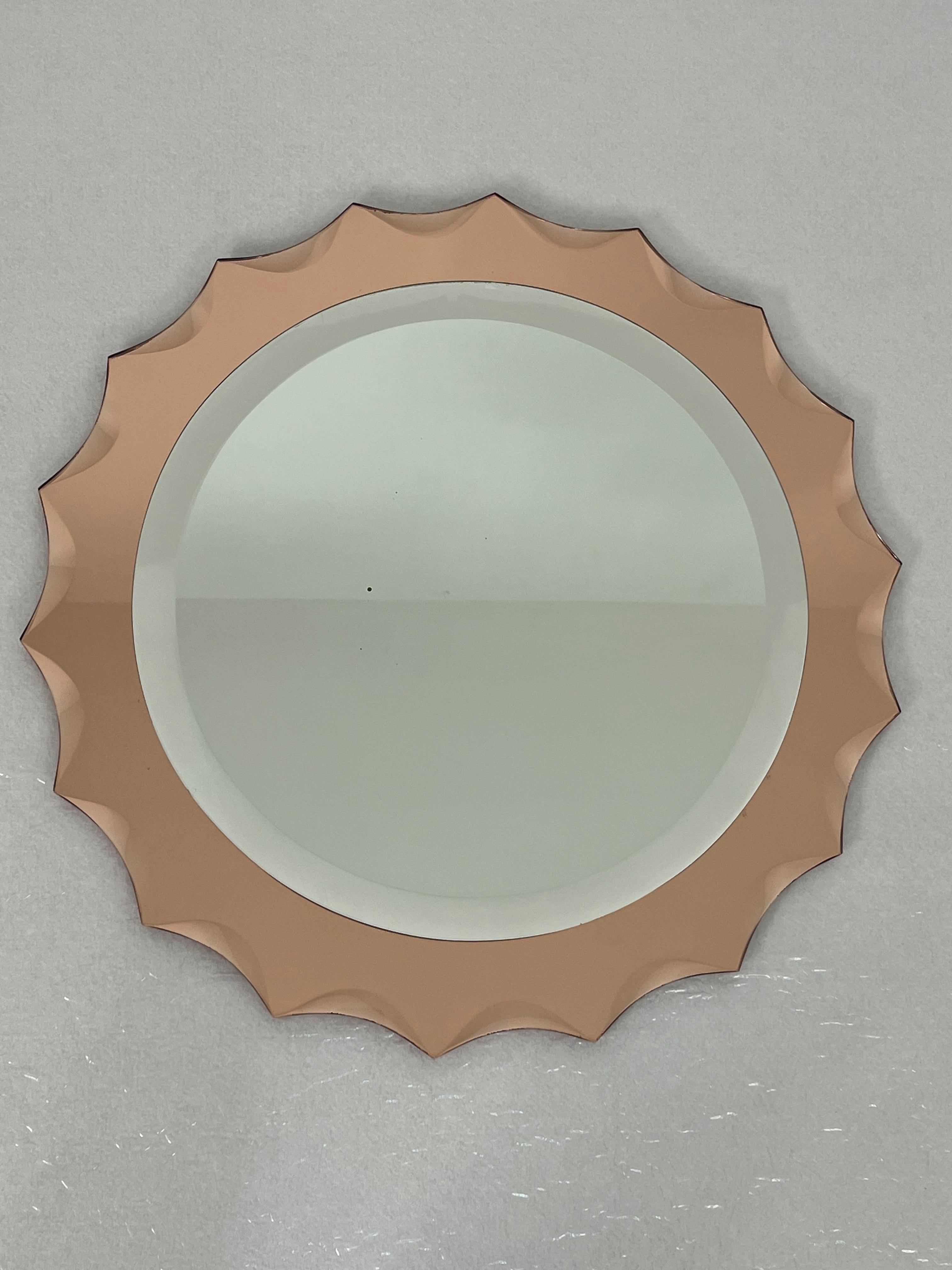 Mid-Century Wall Mirror attributed to Cristal Art, 1960s
Intact and in good condition.
Small signs of aging, as per descriptive photographs.

We guarantee fast and insured shipping with adequate packaging and trusted courier.