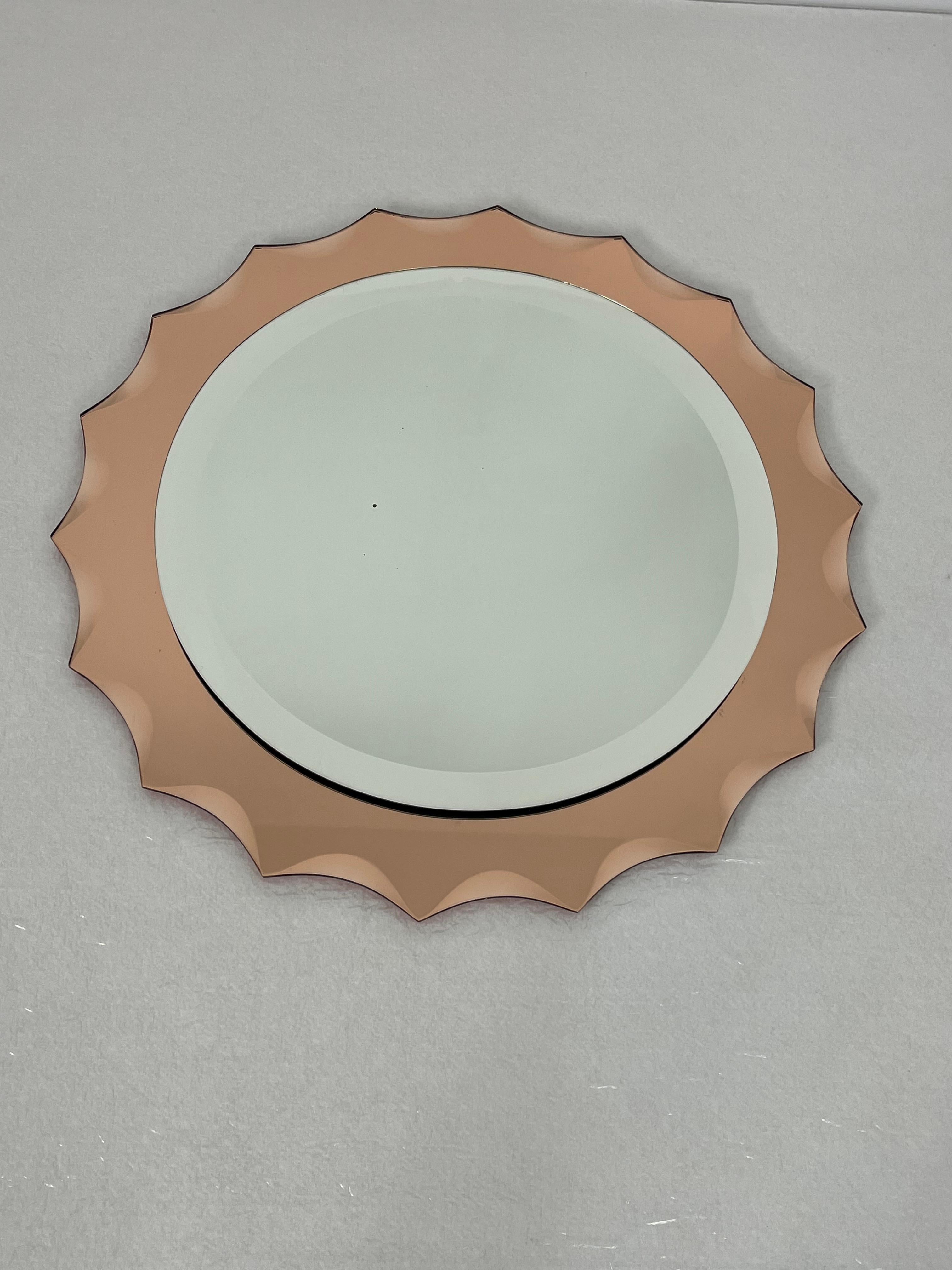 Italian Mid-Century Wall Mirror Attributed To  Cristal Art, 1960s For Sale