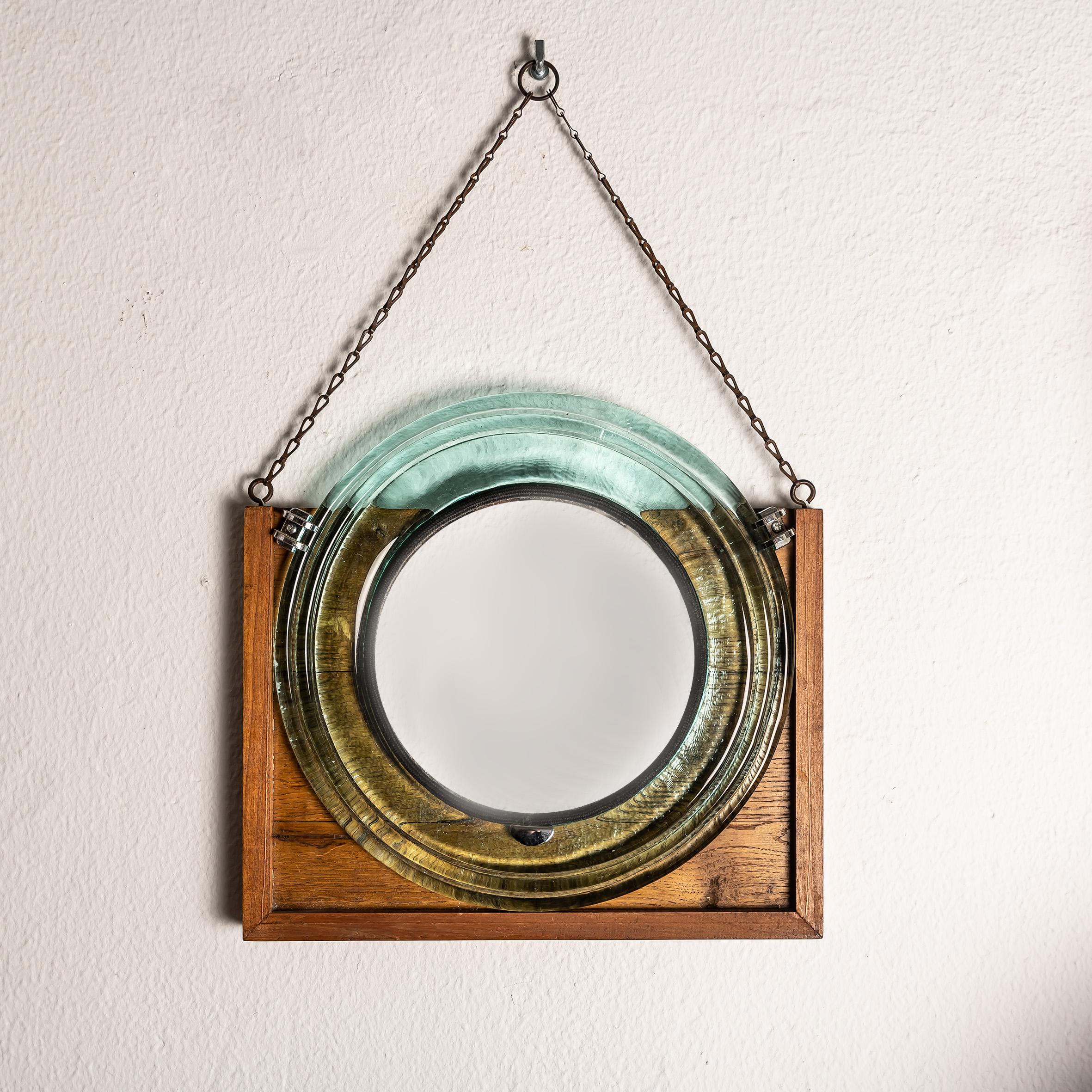 Miroir mural du milieu du siècle dans le style de Fontana Arte signé R. MARCAIS en vente 1