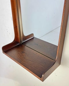 Mid-Century Wall Mirror in Walnut With Shelf, Circa 1960s