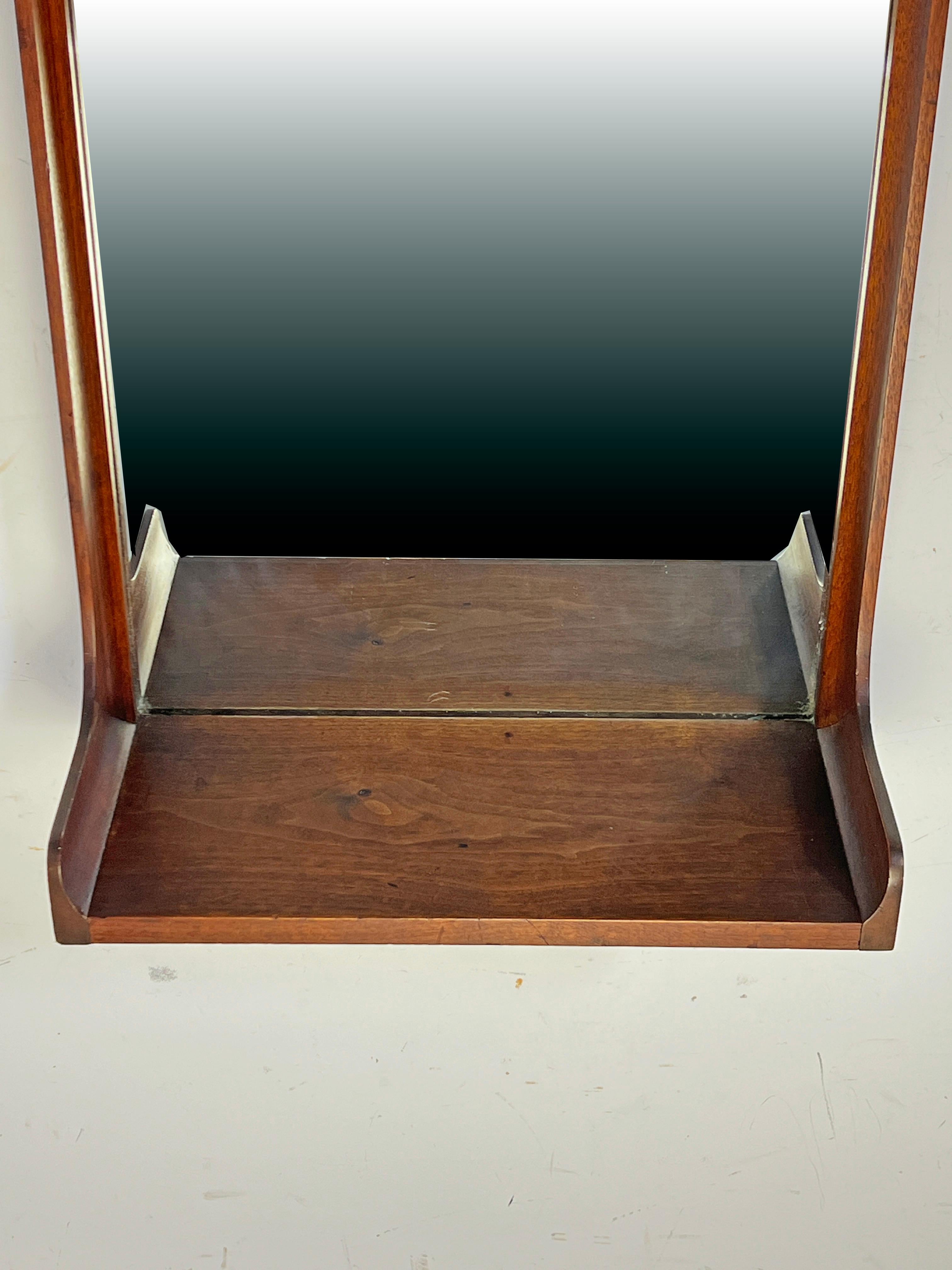 Mid-Century moderno Mid-Century Wall Mirror in Walnut With Shelf, Circa 1960s in vendita