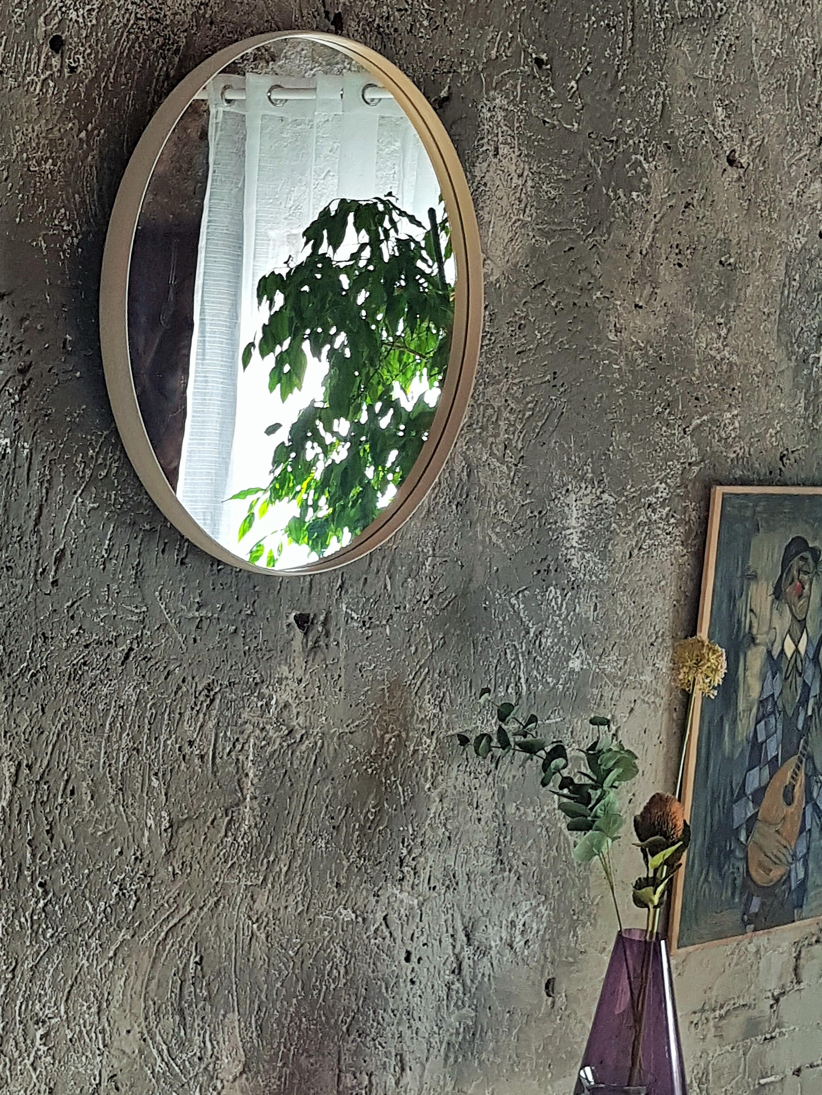 Miroir mural du milieu du siècle, rond blanc, Italie, années 1960 en vente 6