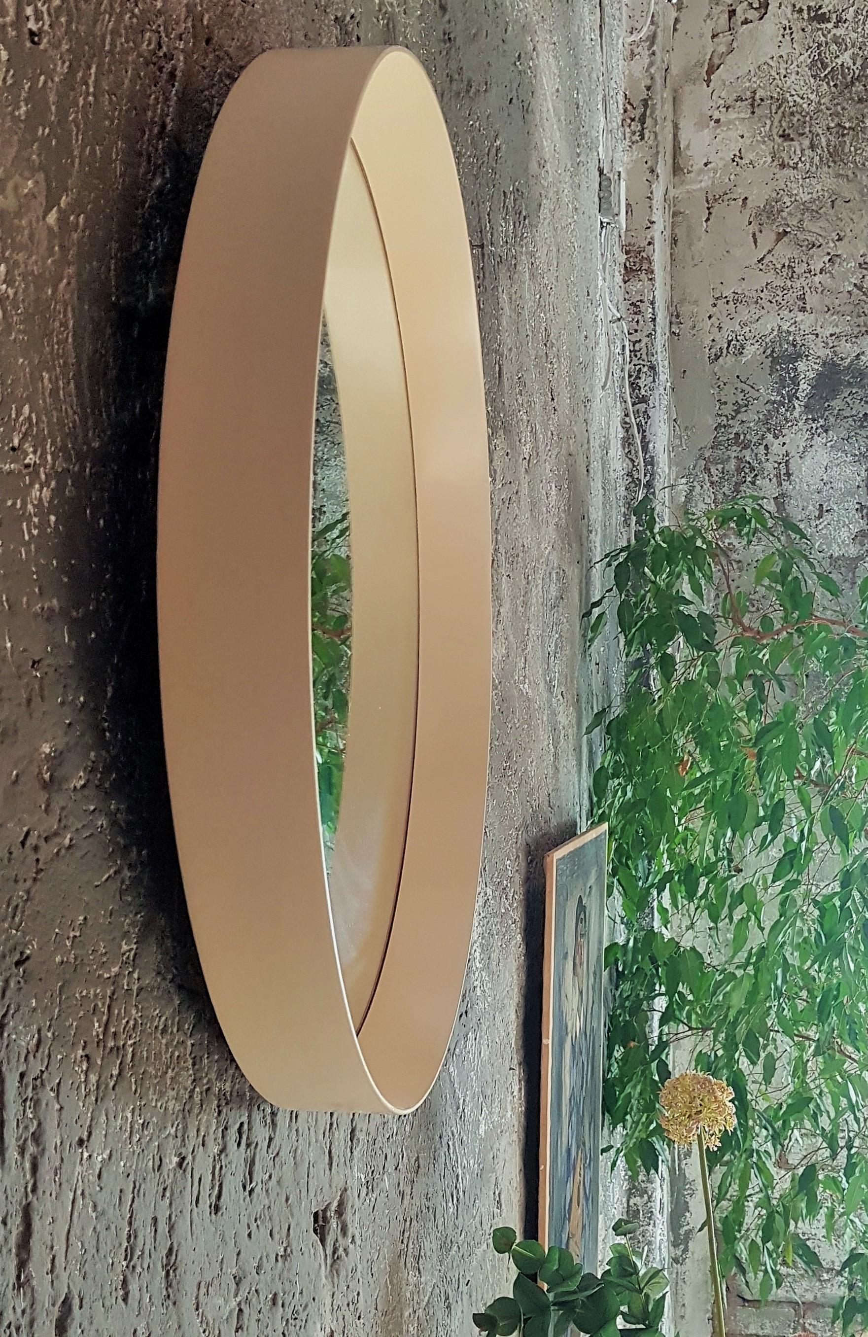 Mid-Century Wall Mirror, White Round, Italy, 1960s For Sale 7
