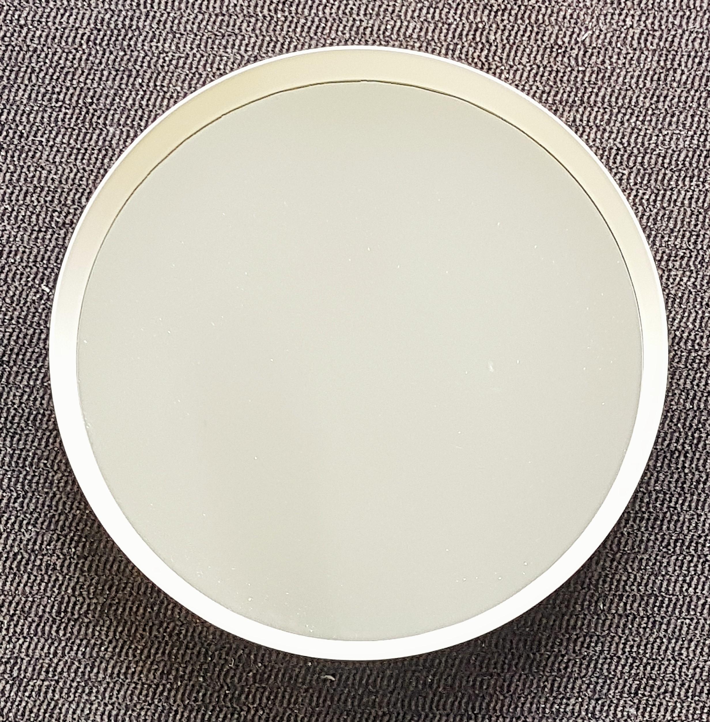 Mid-20th Century Mid-Century Wall Mirror, White Round, Italy, 1960s For Sale