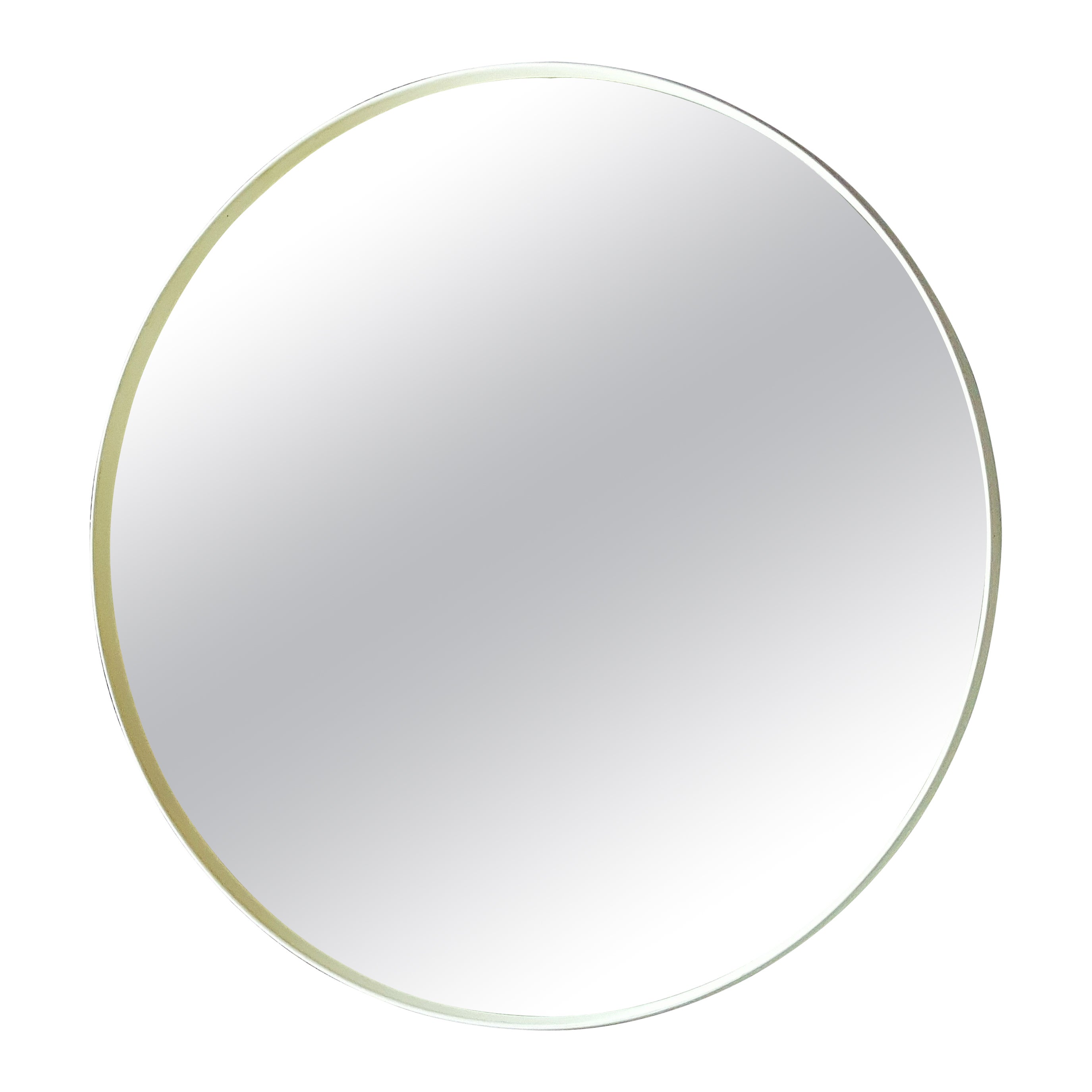 Mid-Century Wall Mirror, White Round, Italy, 1960s