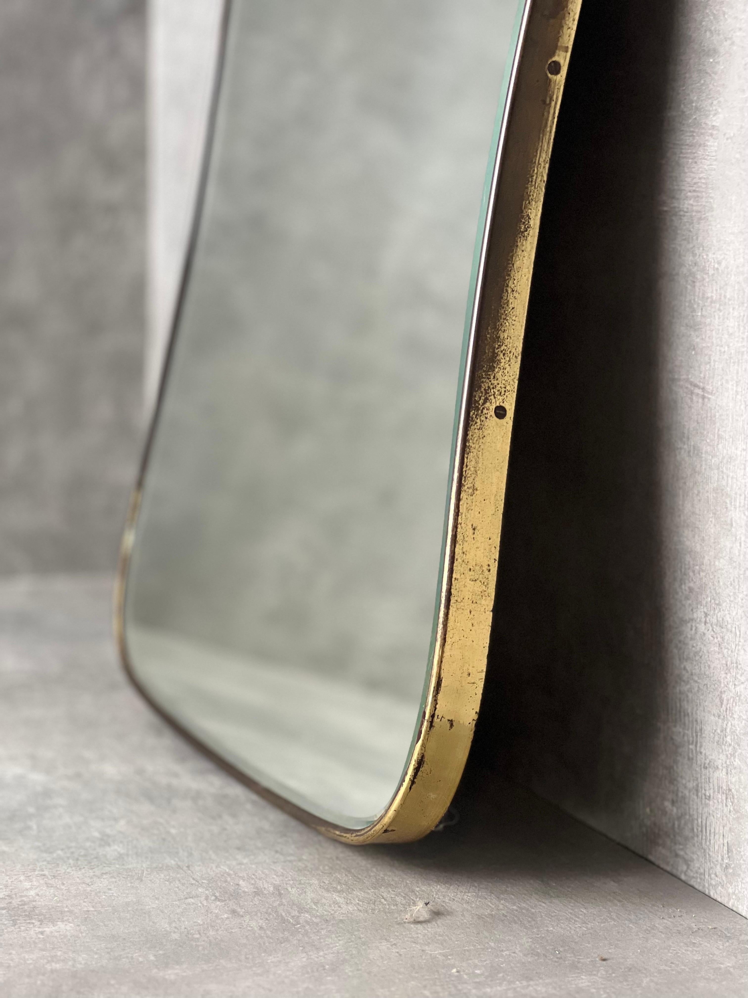 Brass Mid-Century wall mirror with brass frame