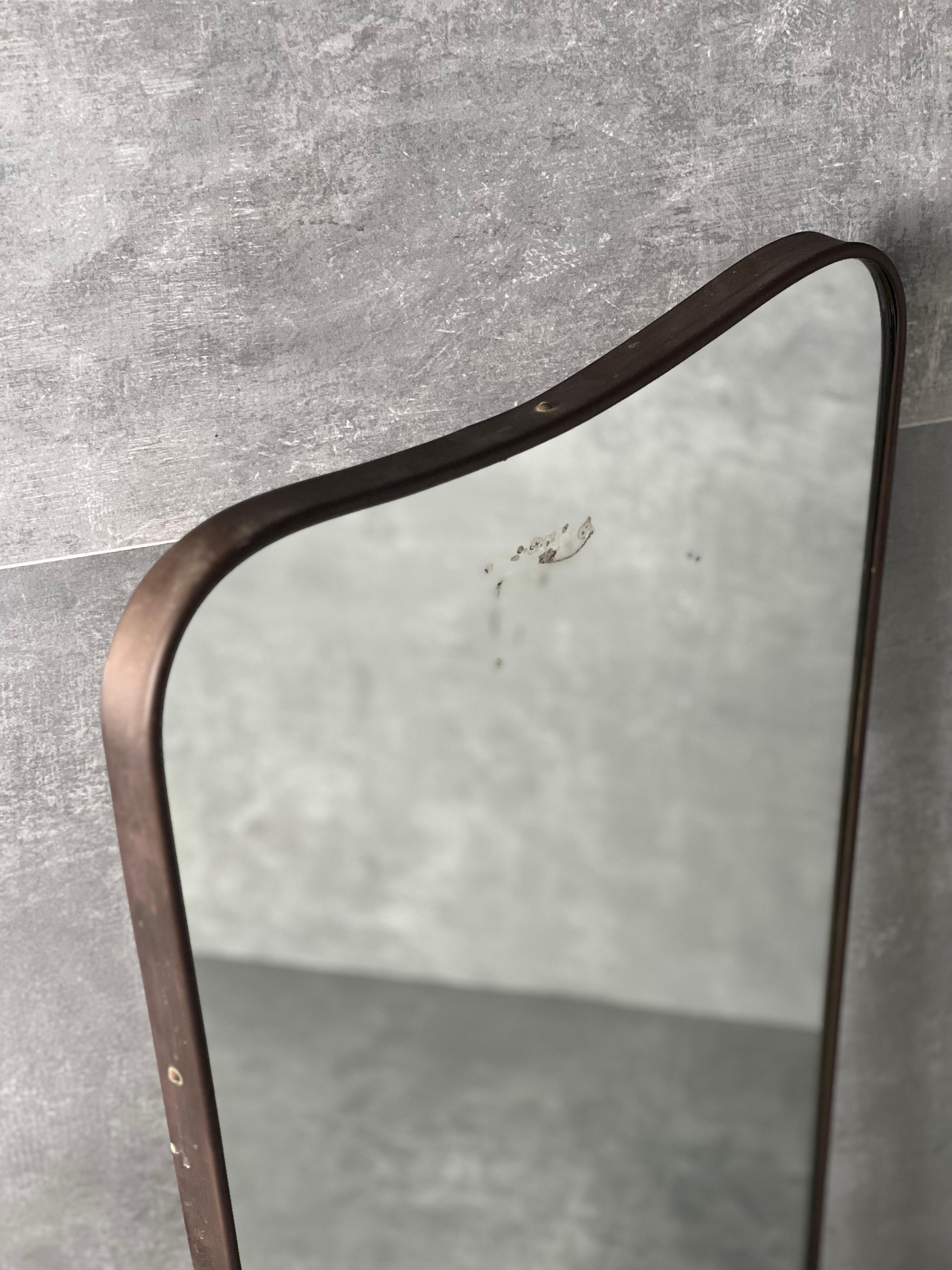 Mid-Century wall mirror with brass frame 2