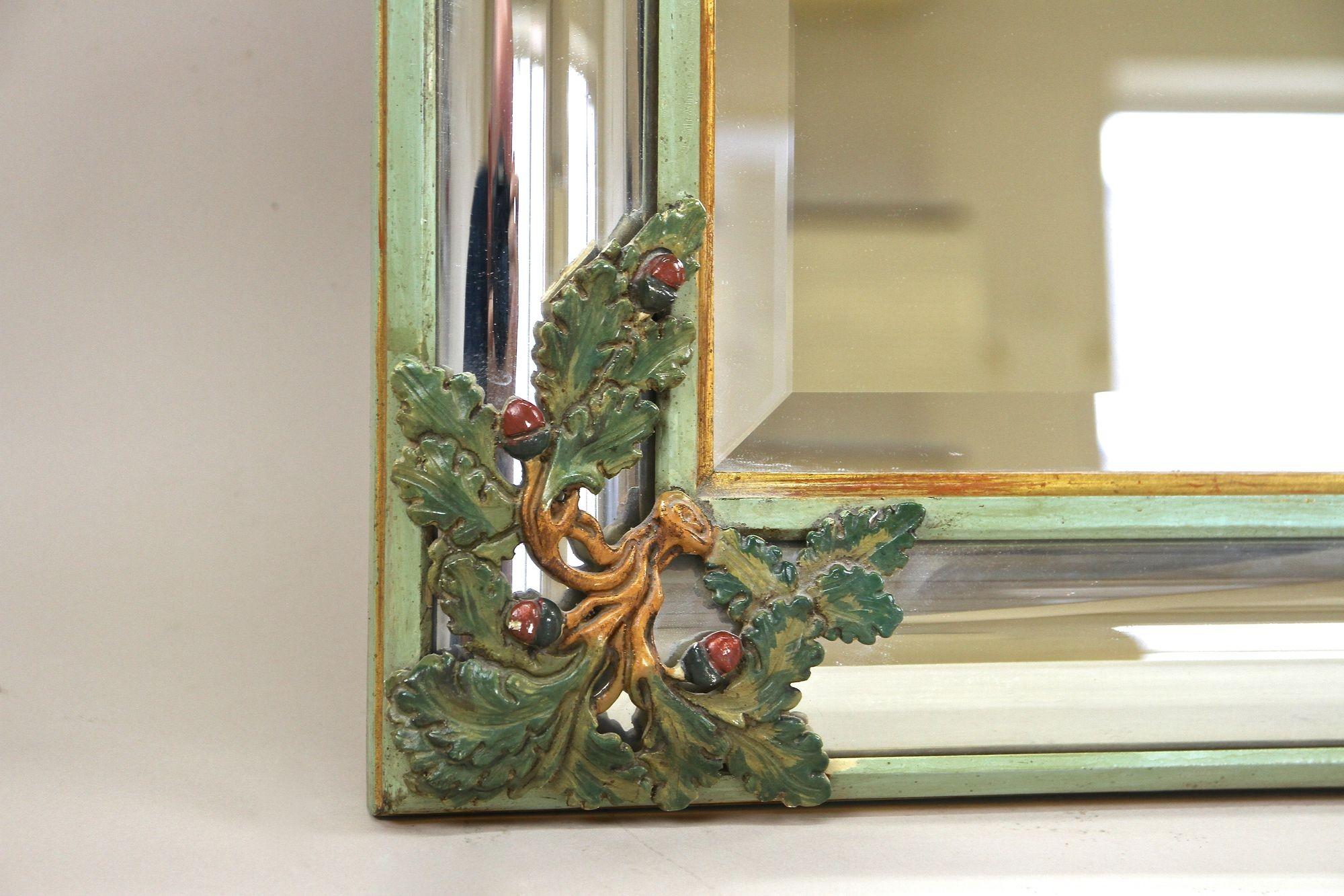 Midcentury Wall Mirror with Oak Leaves/ Acorn Carvings, Italy circa 1960 For Sale 11