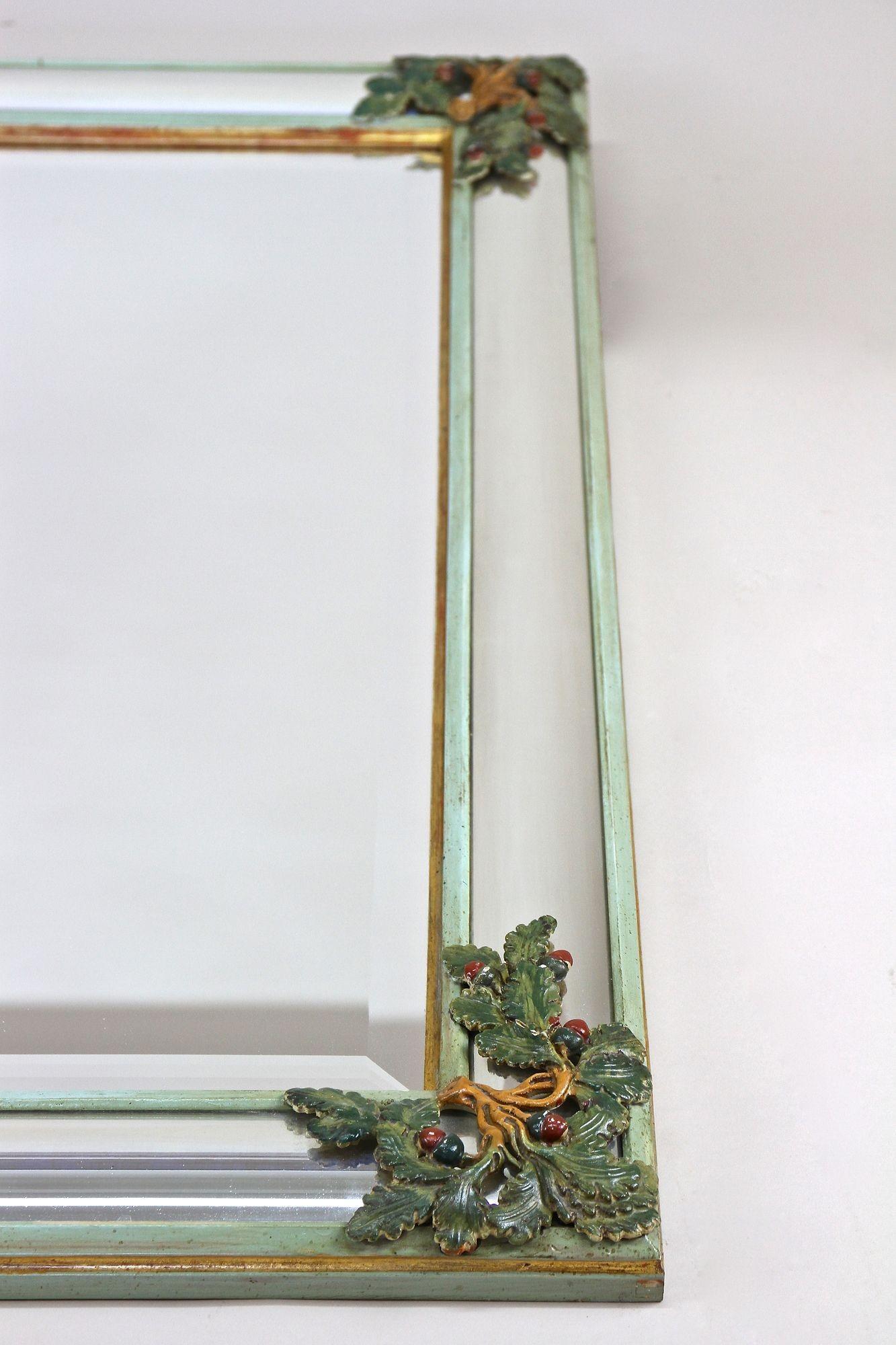 Midcentury Wall Mirror with Oak Leaves/ Acorn Carvings, Italy circa 1960 For Sale 1