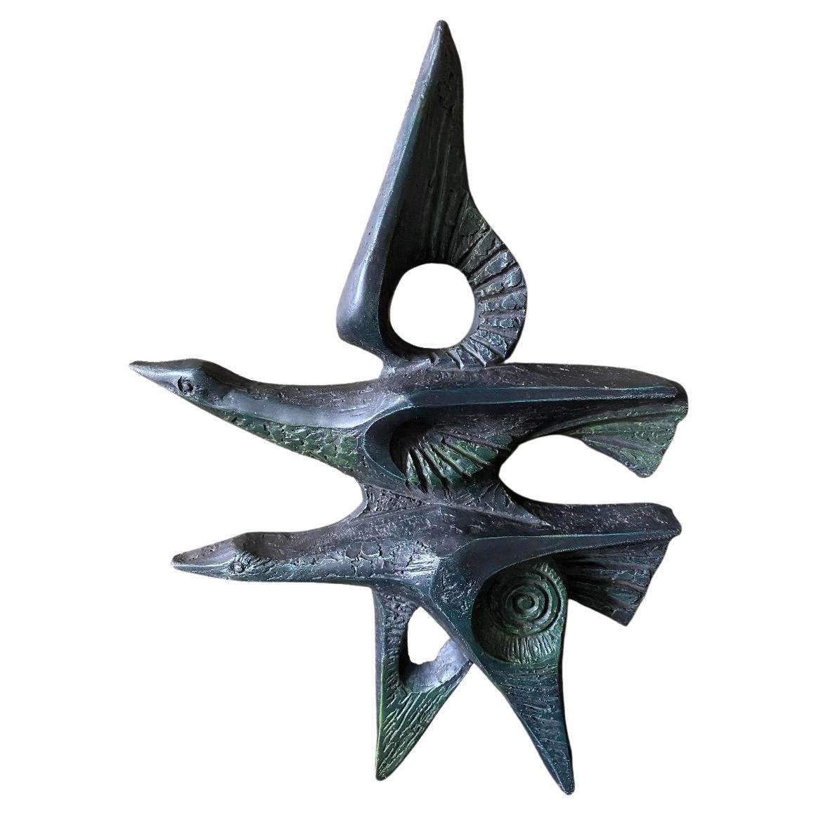 Mid-Century Wall Mounted Birds Sculpture For Sale