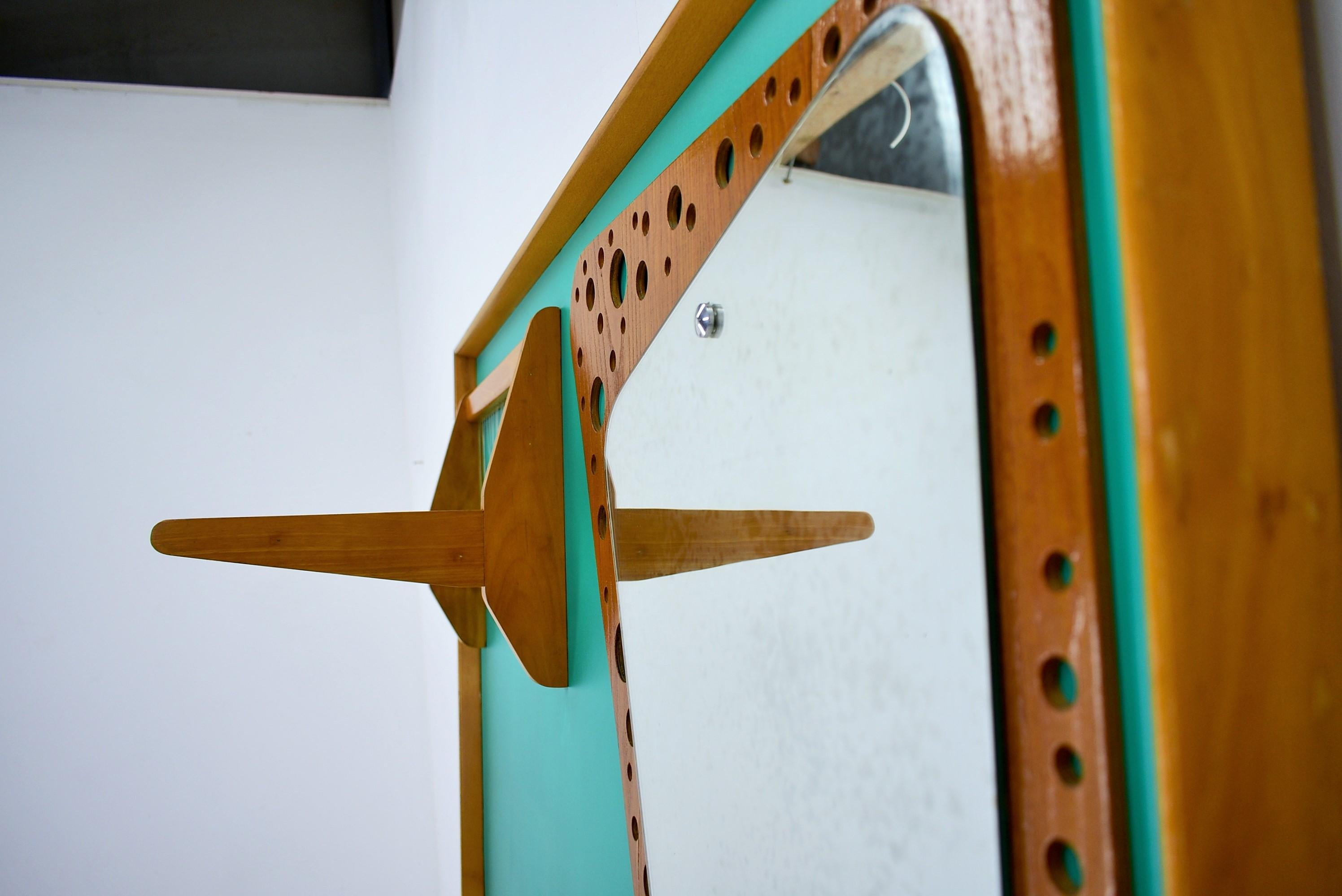 Mid-Century  Wall Mounted Coat Rack Czechoslovakia , 1970's For Sale 4